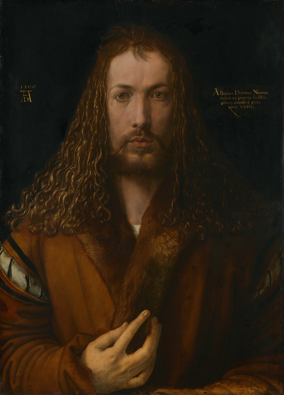 Autoportret w futrzanej spódnicy, 1500. autorstwa Albrecht Dürer