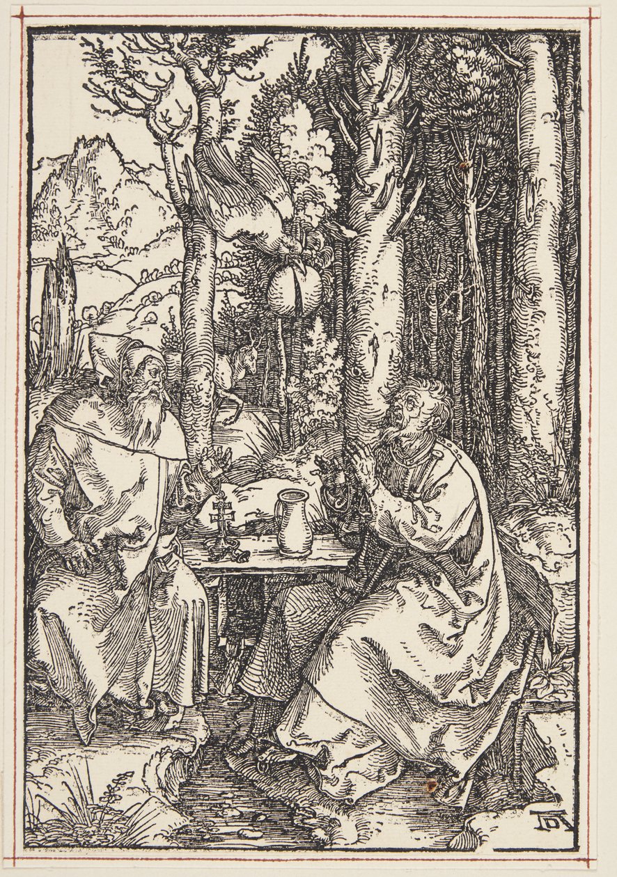 Św. Antoni odwiedza św. Pawła na pustyni autorstwa Albrecht Dürer