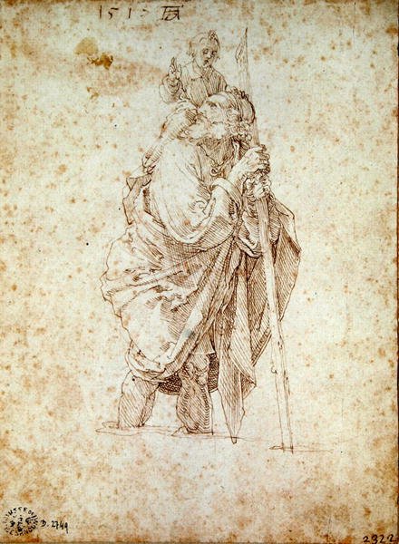 Św. Krzysztof niosący Dzieciątko Chrystus, 1515 autorstwa Albrecht Dürer