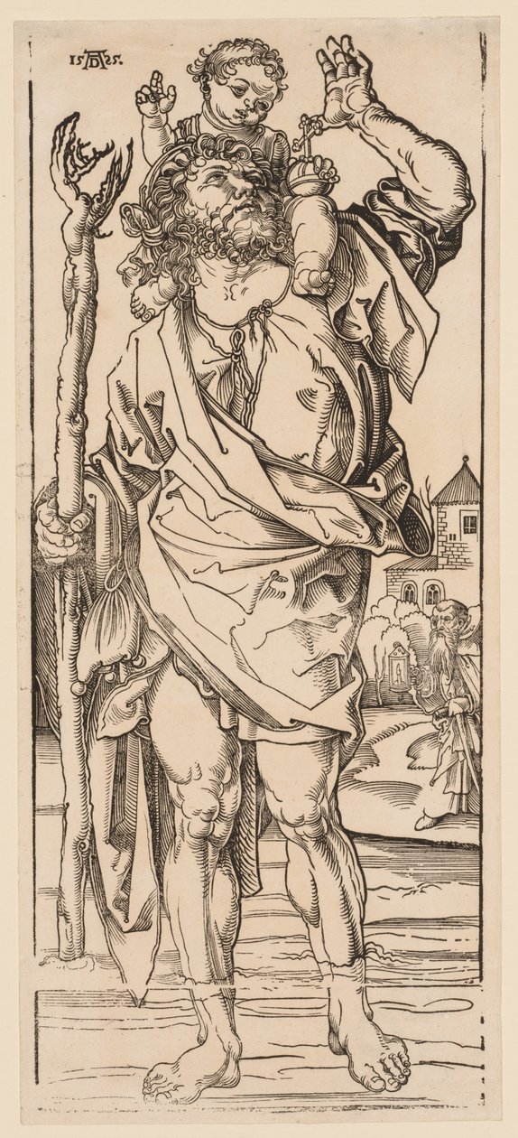 Św. Krzysztof przekraczający strumień autorstwa Albrecht Dürer