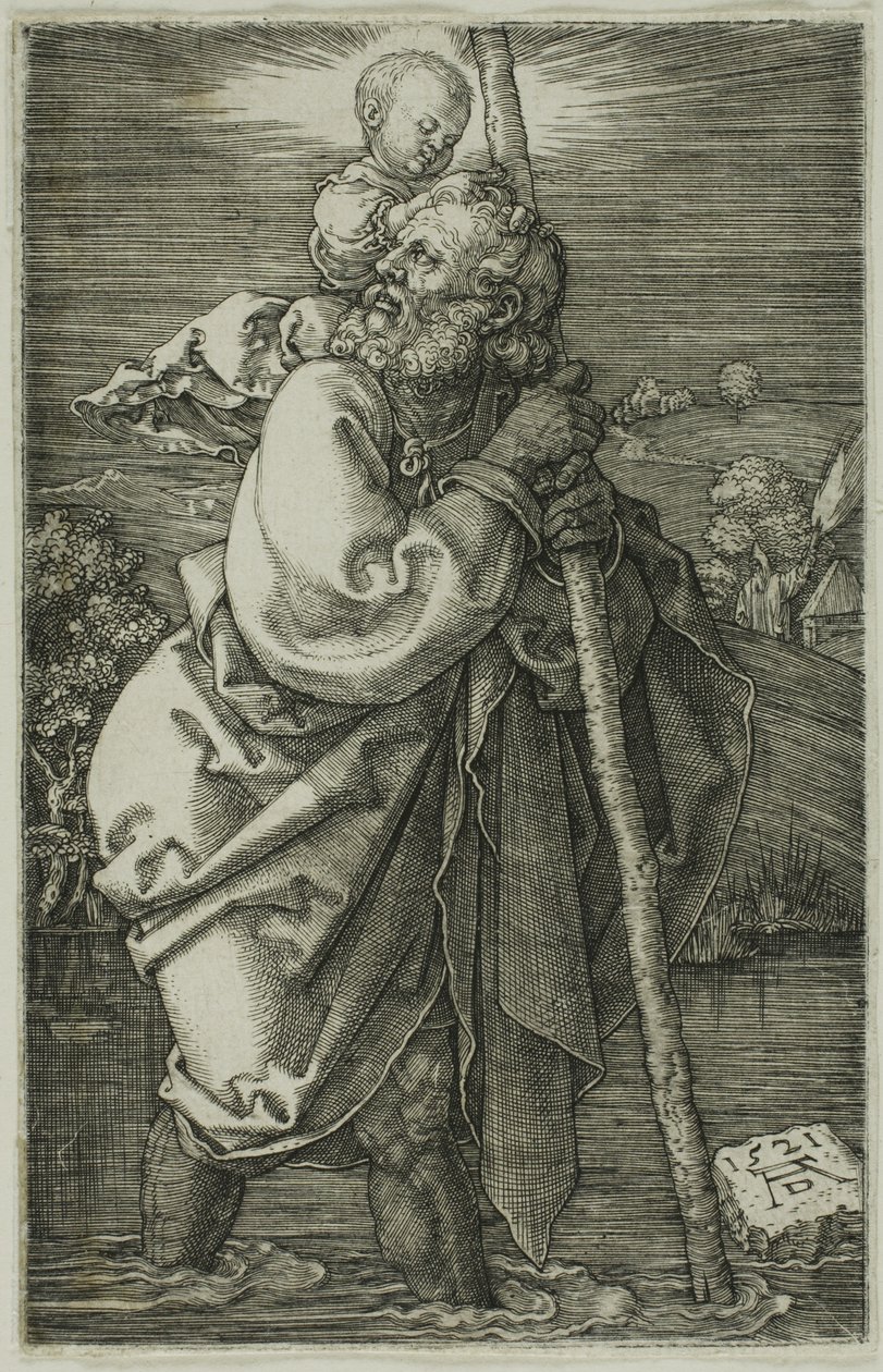 Św. Krzysztof zwrócony w lewo autorstwa Albrecht Dürer