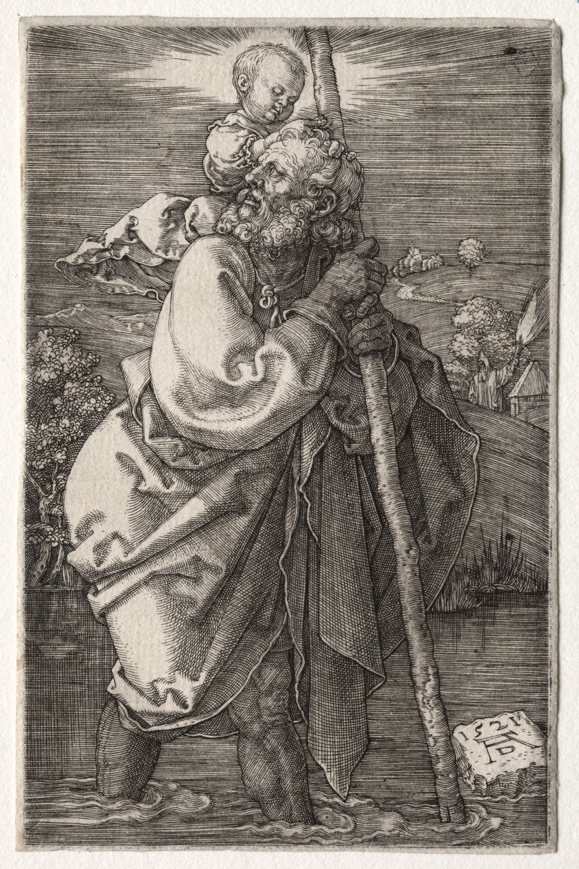 Św. Krzysztof, zwrócony w lewo autorstwa Albrecht Dürer