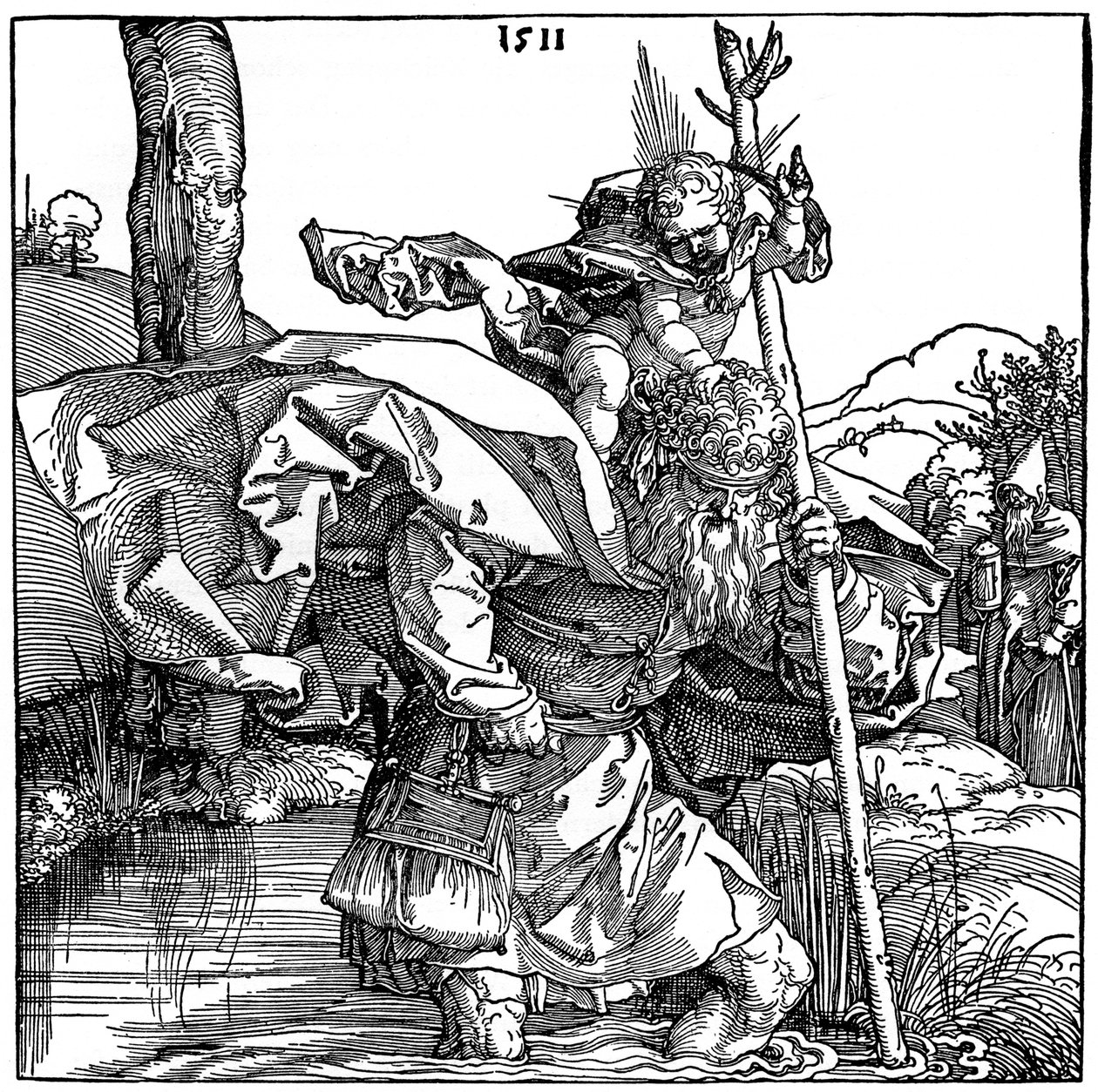 Św. Krzysztof niosący Dzieciątko Chrystus, 1511, 1936 autorstwa Albrecht Dürer