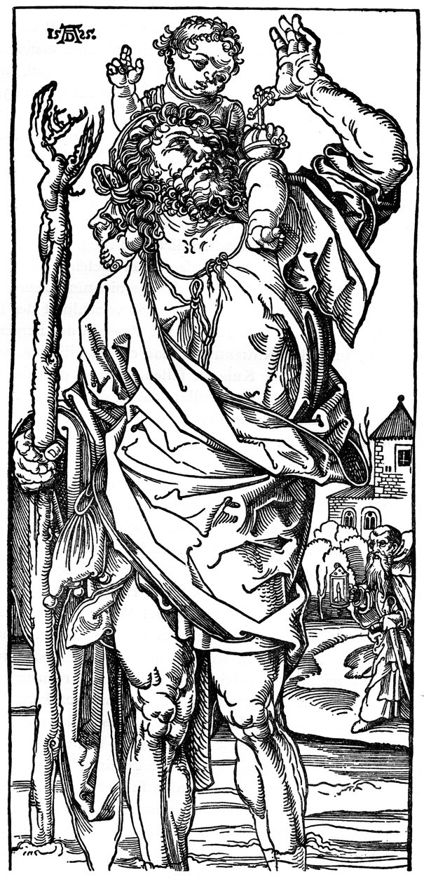 Św. Krzysztof niosący Dzieciątko Chrystus, 1525, 1936 autorstwa Albrecht Dürer