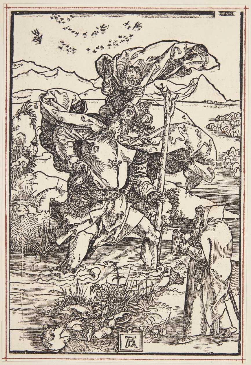 Św. Krzysztof na pustkowiu z lotem ptaków autorstwa Albrecht Dürer