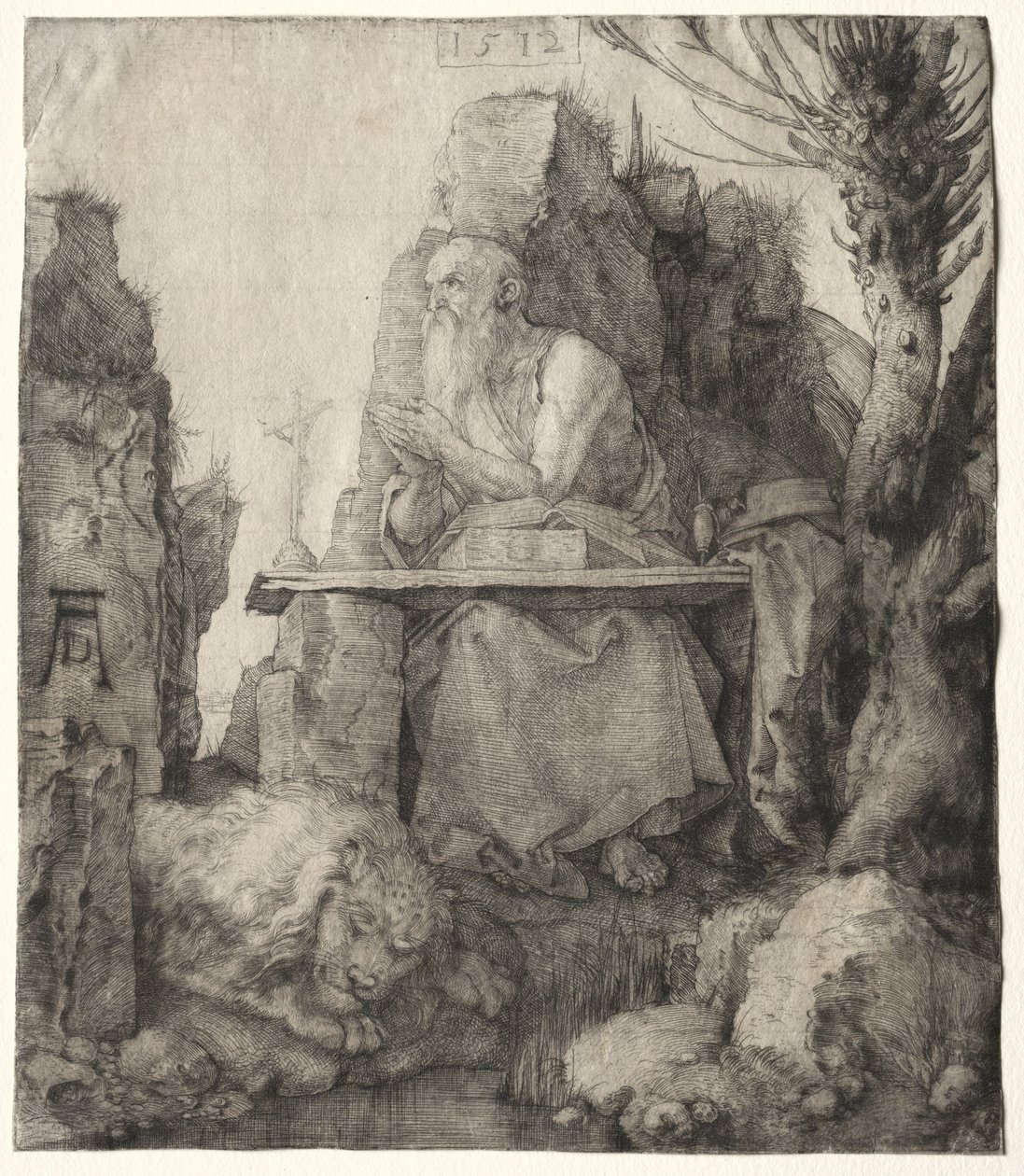 Św. Hieronim siedzący w pobliżu wierzby Pollard autorstwa Albrecht Dürer