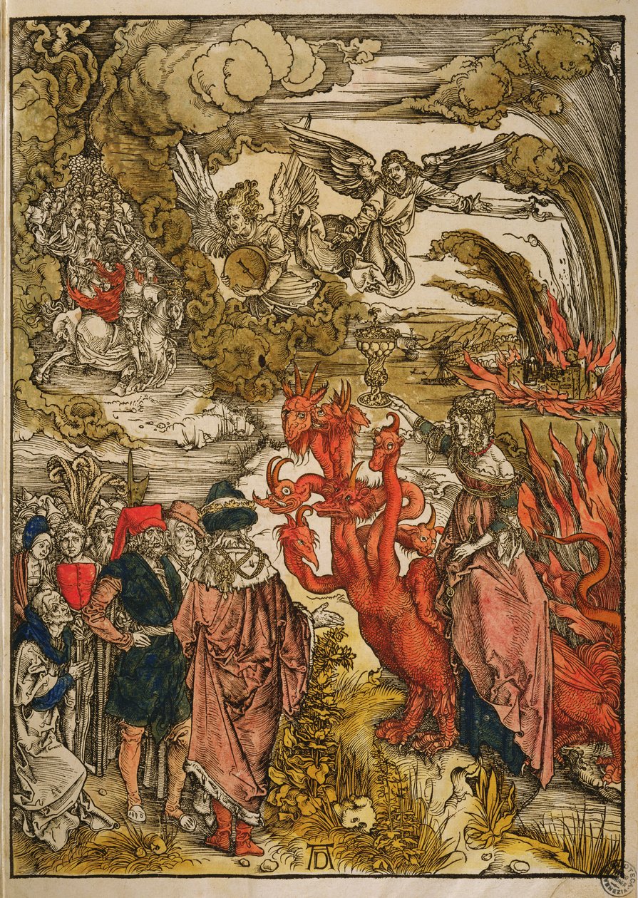Św. Jan na pustyni, 1498 (kolorowy drzeworyt) autorstwa Albrecht Dürer