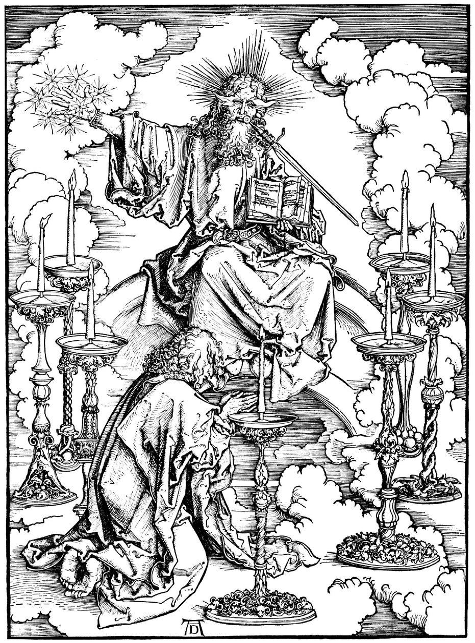 Jans Wizja Chrystusa i siedem świeczników z Apokalipsy, ok. 1930 1497 autorstwa Albrecht Dürer
