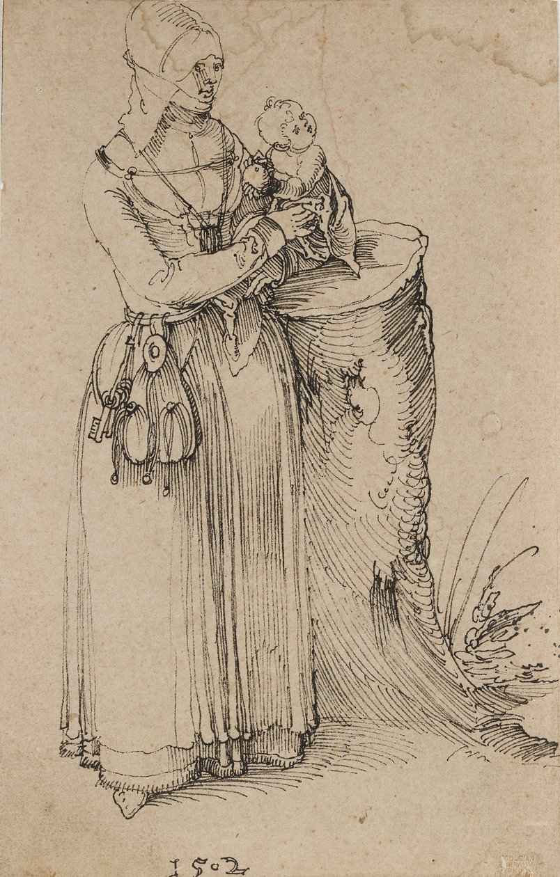 Stojąca postać kobiety trzymającej dziecko, 1502 autorstwa Albrecht Dürer