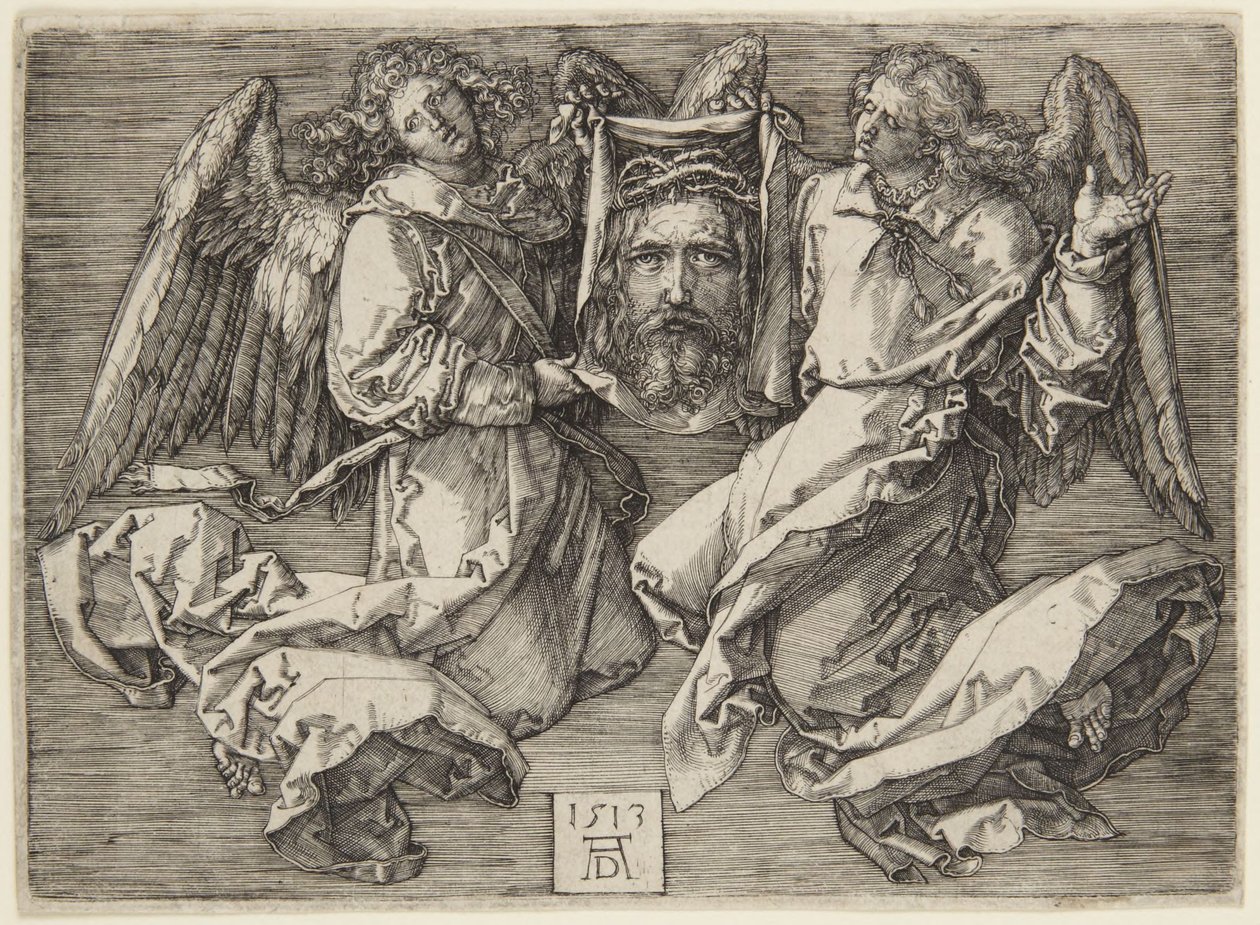 Całun trzymany przez dwóch aniołów autorstwa Albrecht Dürer