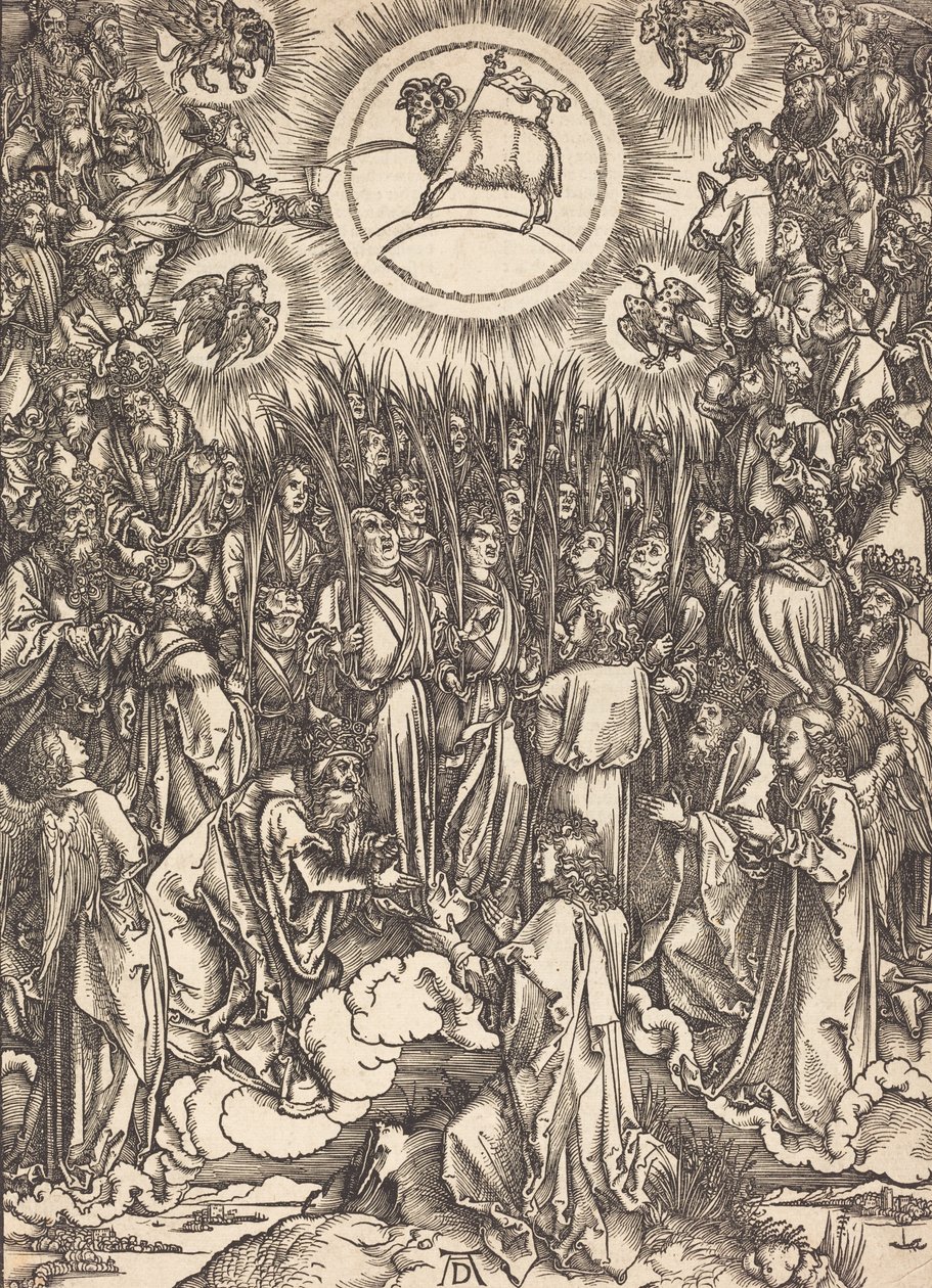 Adoracja Baranka, prawdopodobnie ok. 14961498. autorstwa Albrecht Dürer