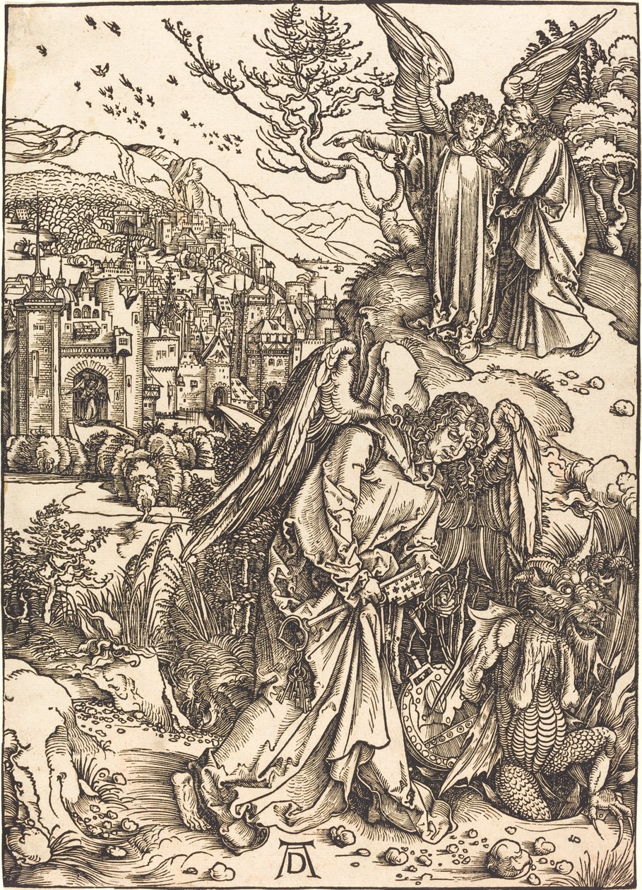 Anioł z kluczem do bezdennej jamy autorstwa Albrecht Dürer