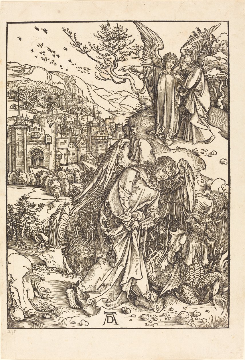 Anioł z kluczem do bezdennej jamy autorstwa Albrecht Dürer