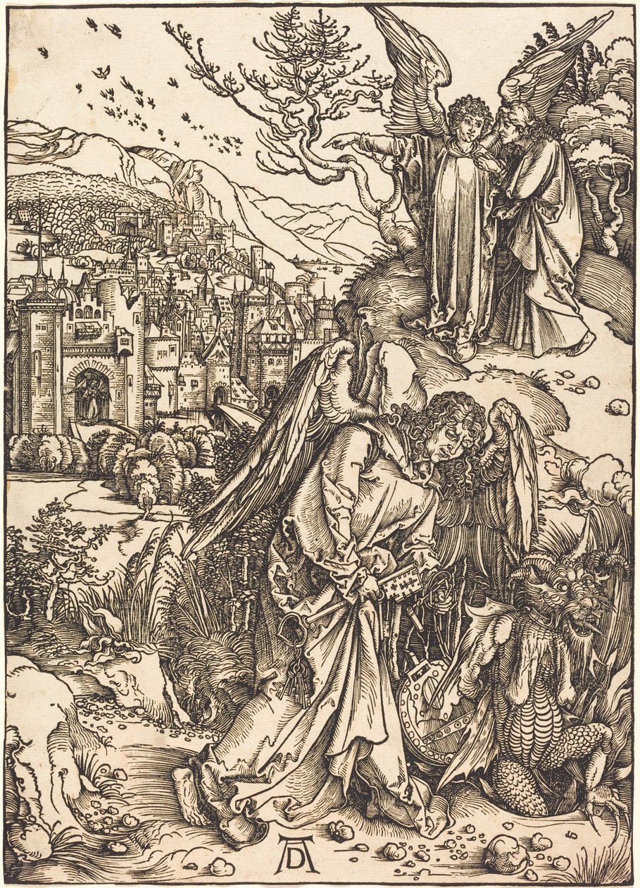 Anioł z kluczem do bezdennej otchłani autorstwa Albrecht Dürer