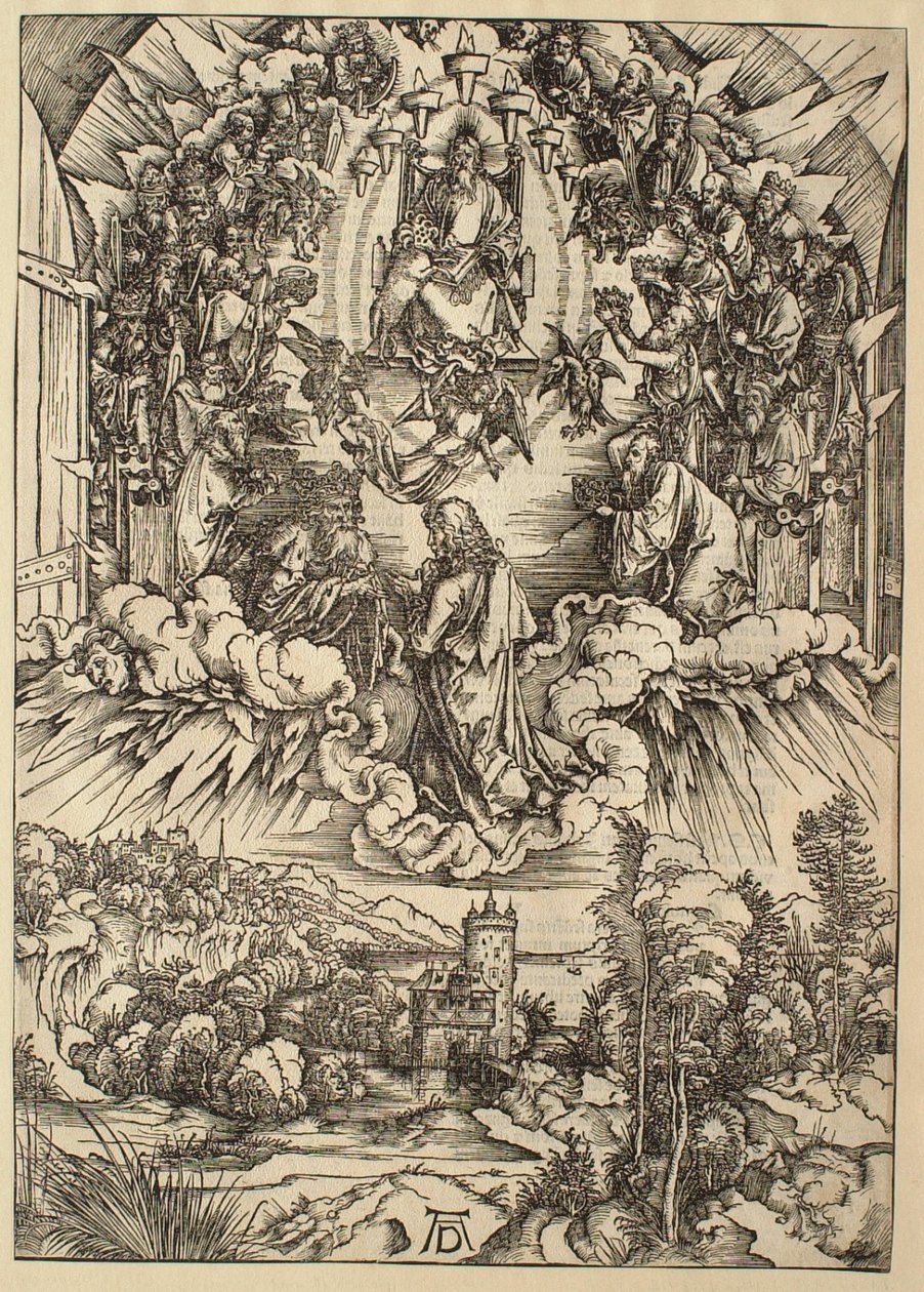 Apokalipsa: święty Jan przed Bogiem i starszymi autorstwa Albrecht Dürer