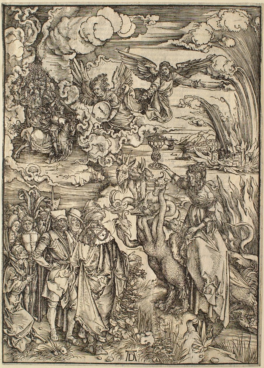 Apokalipsa: Wielka Nierządnica Babilońska autorstwa Albrecht Dürer
