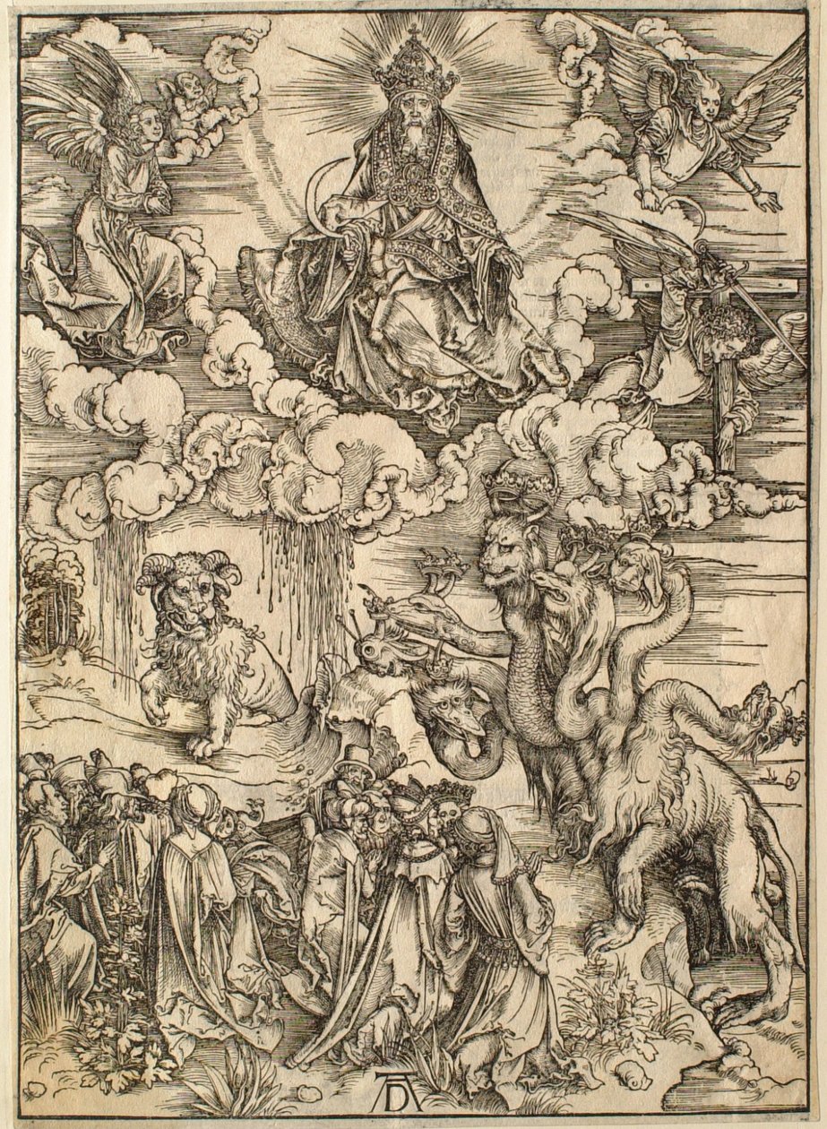 Apokalipsa: bestia o dwóch rogach jak baranek autorstwa Albrecht Dürer