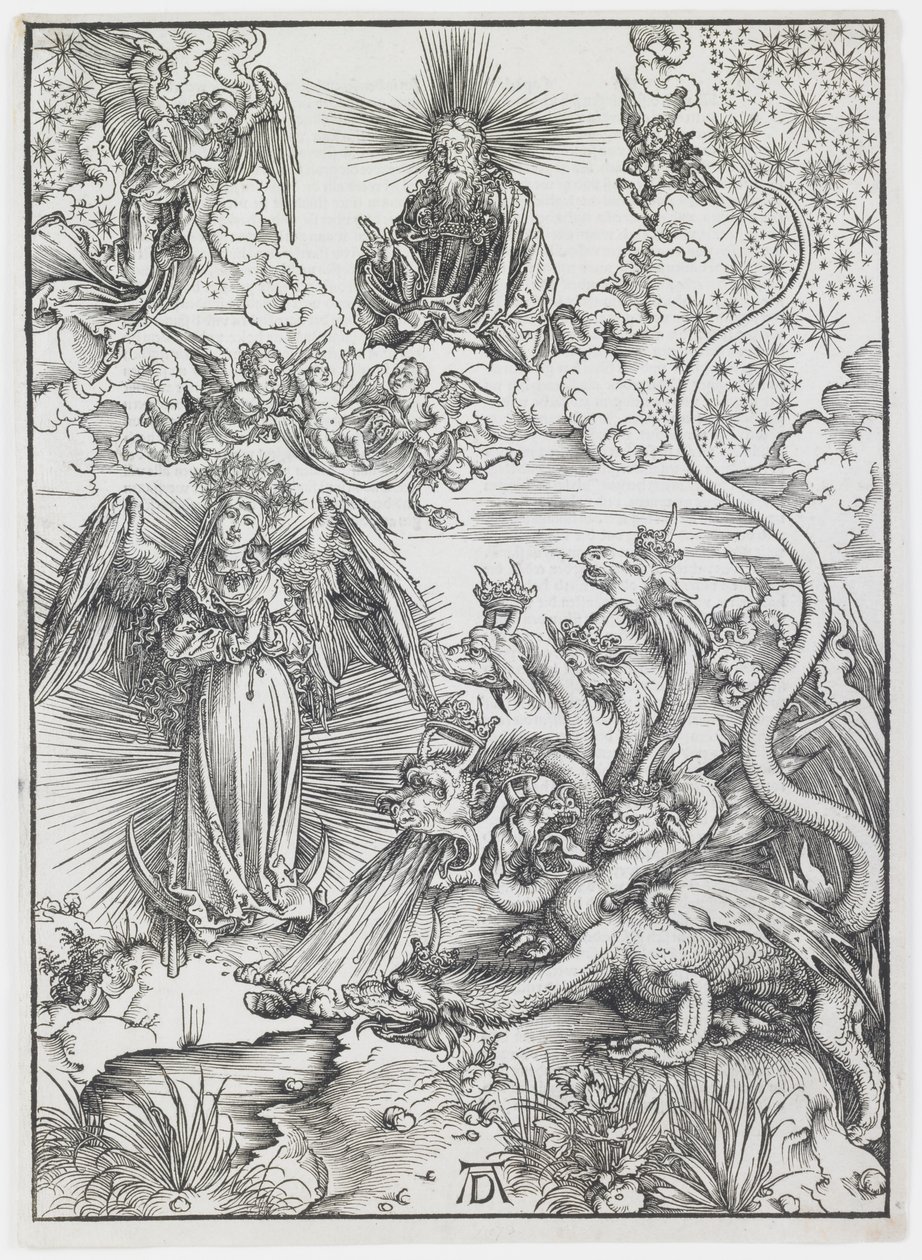 Kobieta Apokaliptyczna z cyklu „Apokalipsa” autorstwa Albrecht Dürer