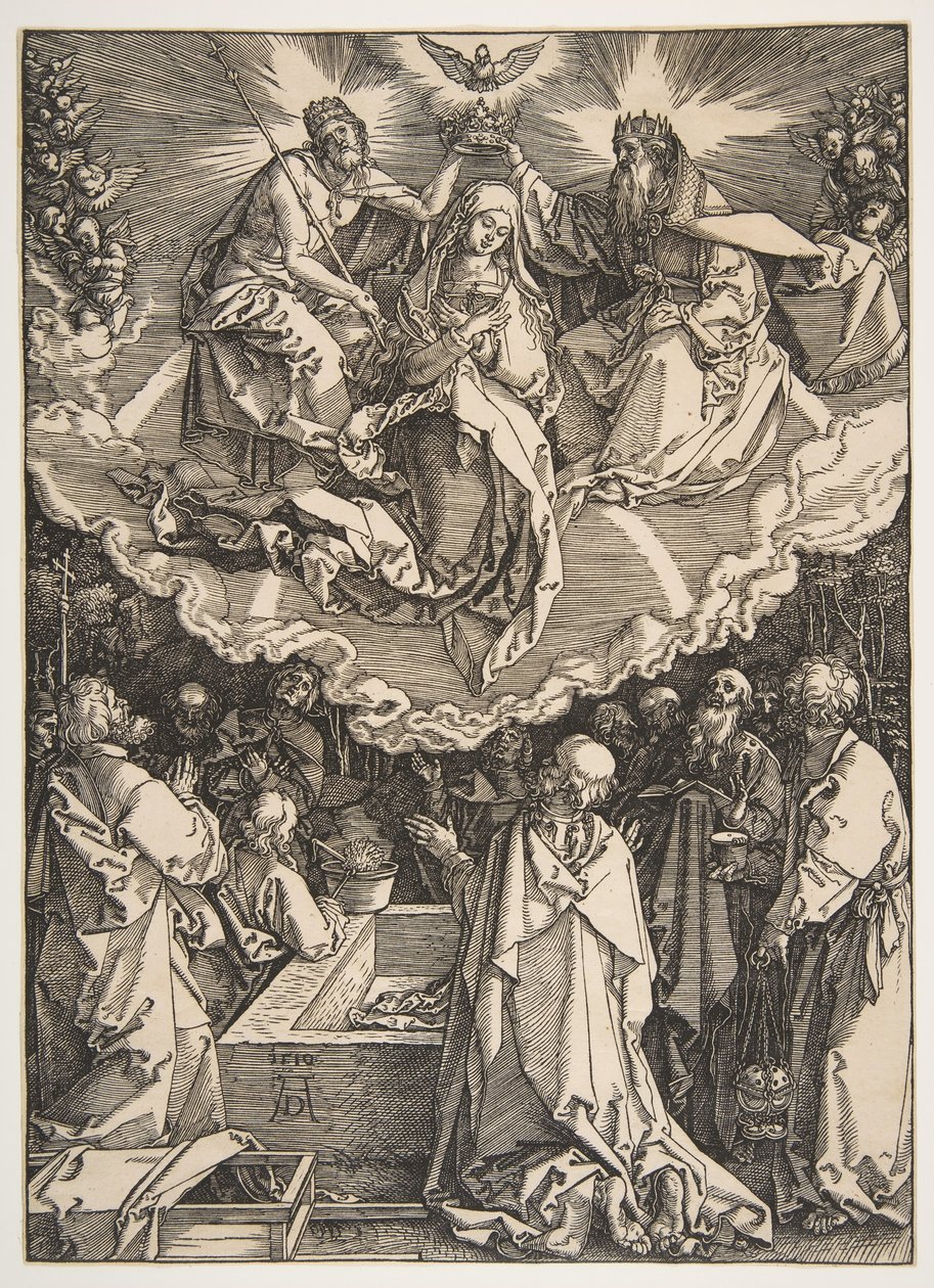 Wniebowzięcie i Koronacja Matki Boskiej, z Życia Dziewicy, 1510. autorstwa Albrecht Dürer