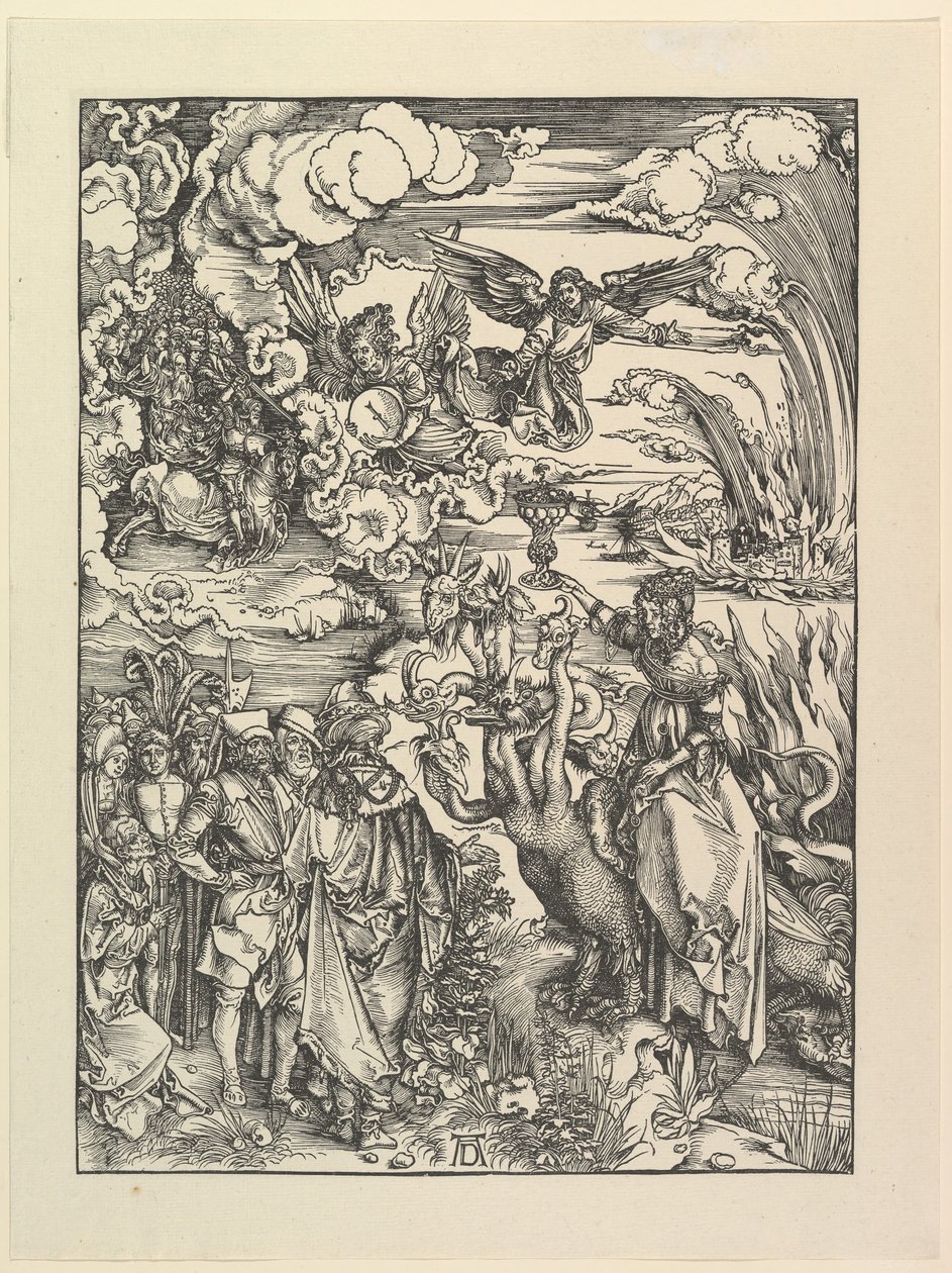 Babilońska dziwka z „Apokalipsy”. Faks.n.d. autorstwa Albrecht Dürer