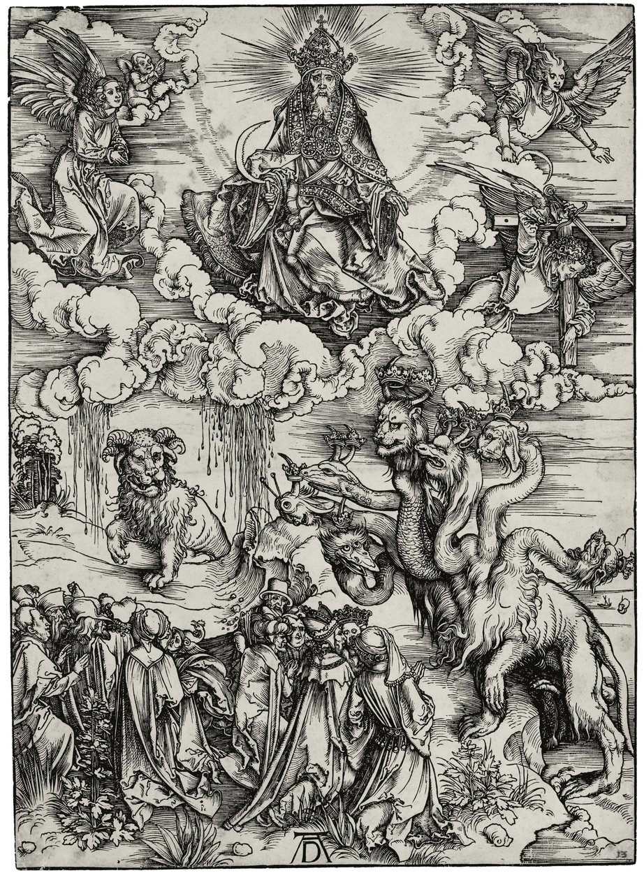 Bestia z dwoma rogami jak baranek, c. 1497 autorstwa Albrecht Dürer