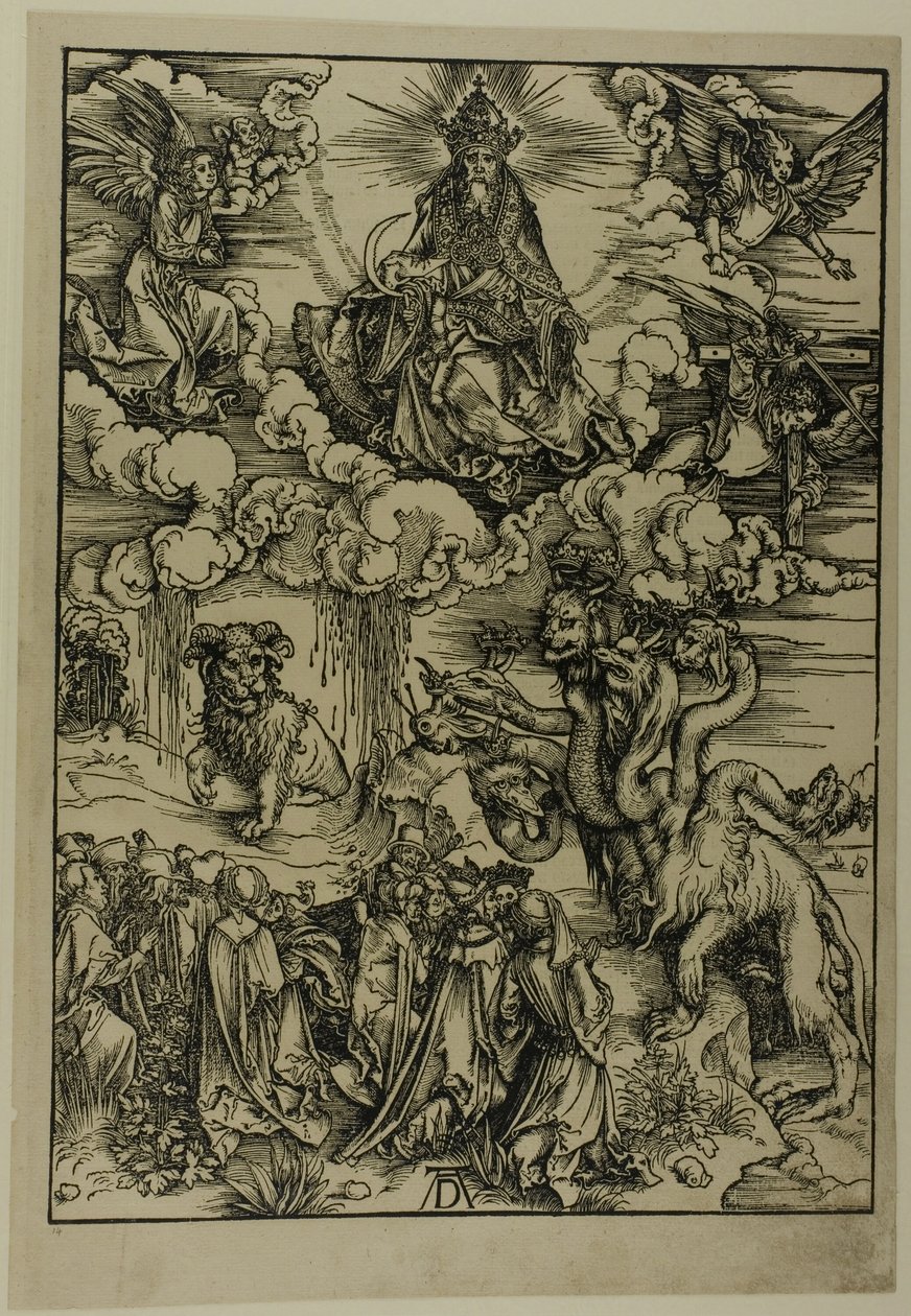 Bestia z dwoma rogami jak baranek, z Apokalipsy autorstwa Albrecht Dürer