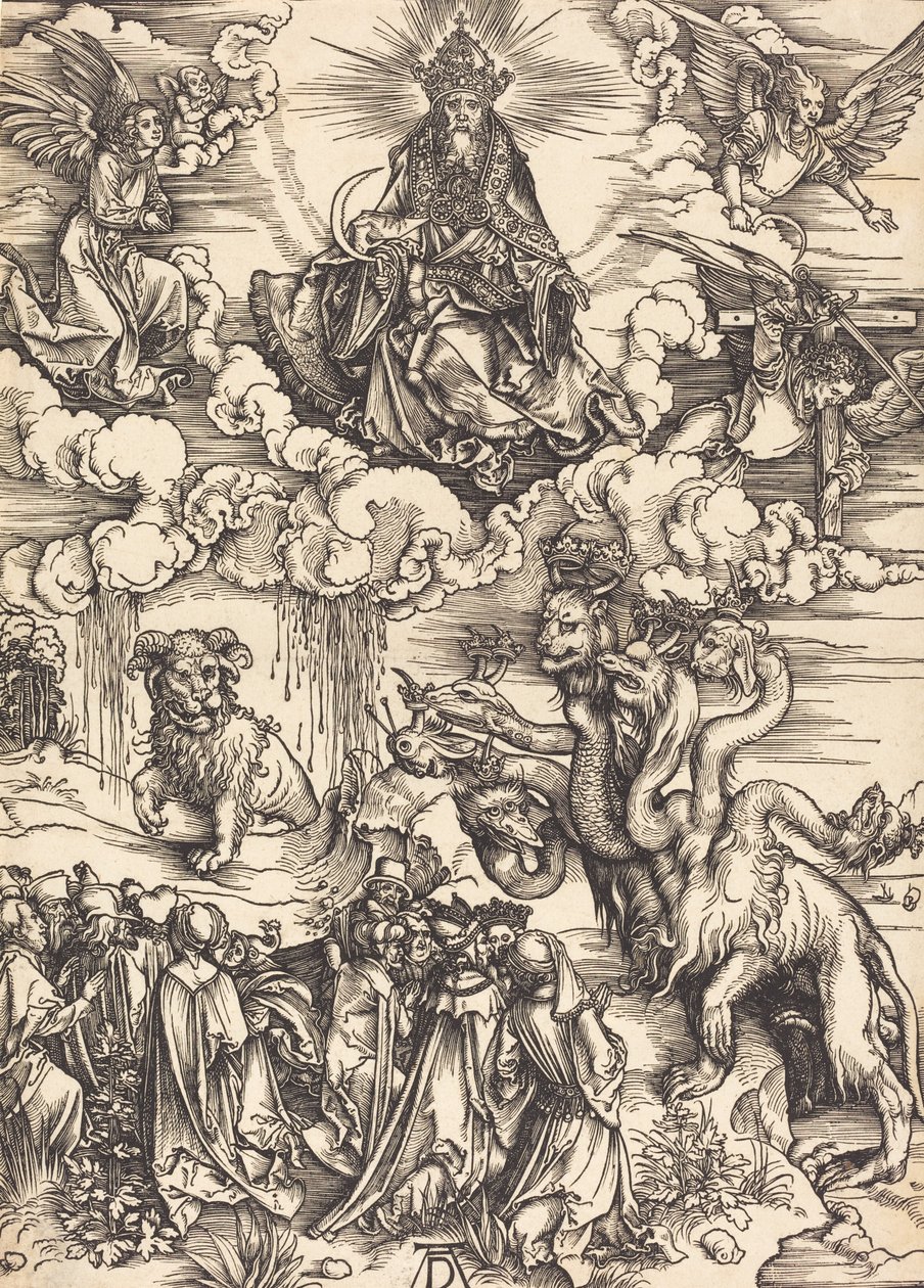 Bestia z Dwoma Rogami jak Baranek, prawdopodobnie ok. 14961498. autorstwa Albrecht Dürer