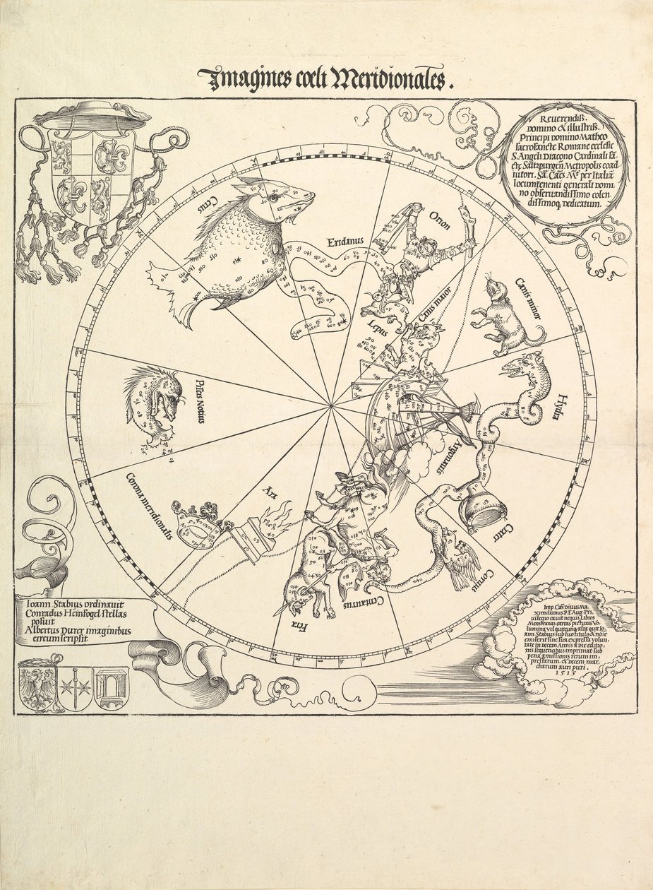 Niebiański glob-półkula południowa, 1515. autorstwa Albrecht Dürer