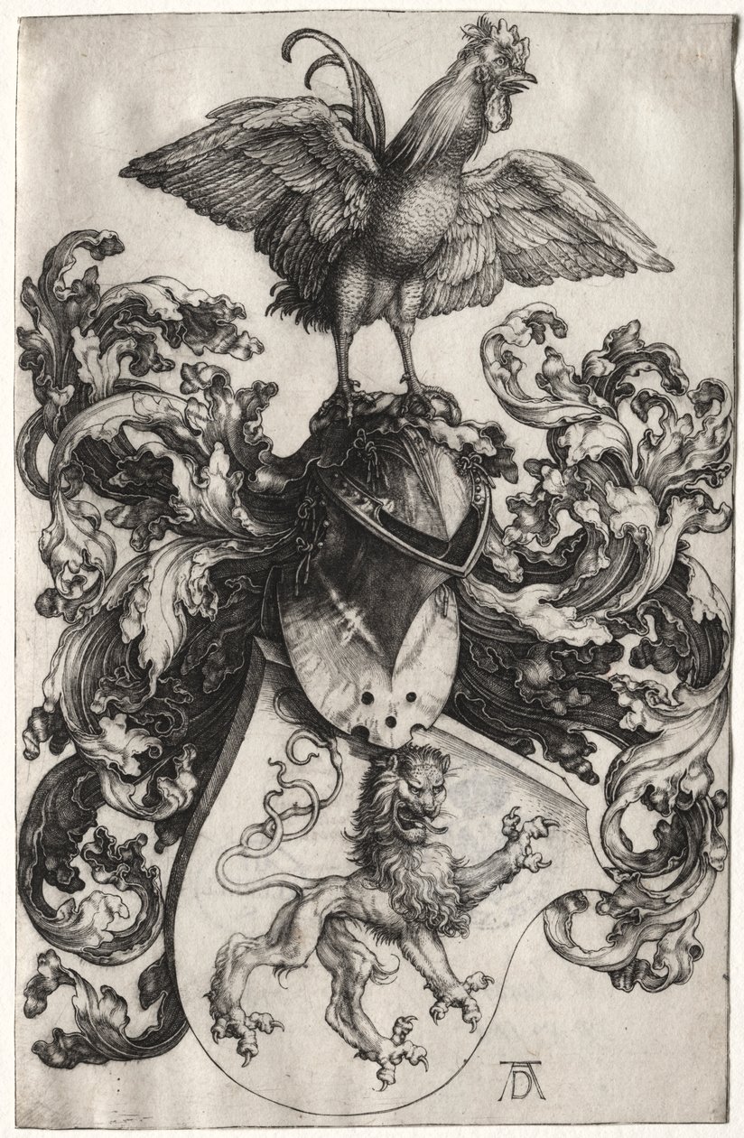 Herb z lwem i kogutem autorstwa Albrecht Dürer