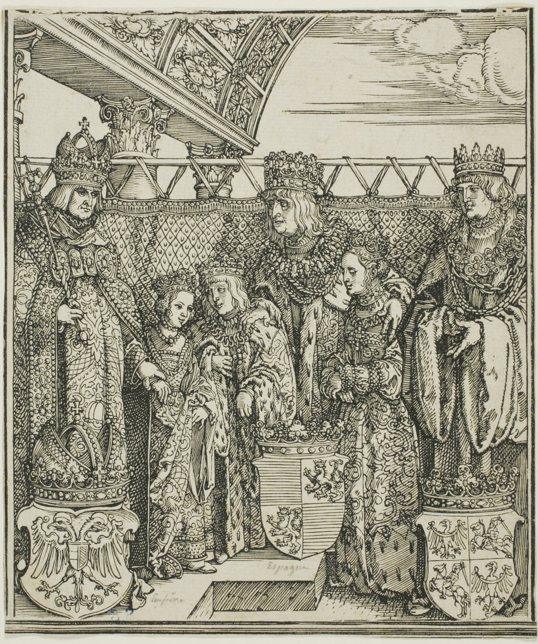 Kongres i Podwójne Zaręczyny w Wiedniu, z Łuku Triumfalnego Maksymiliana I autorstwa Albrecht Dürer