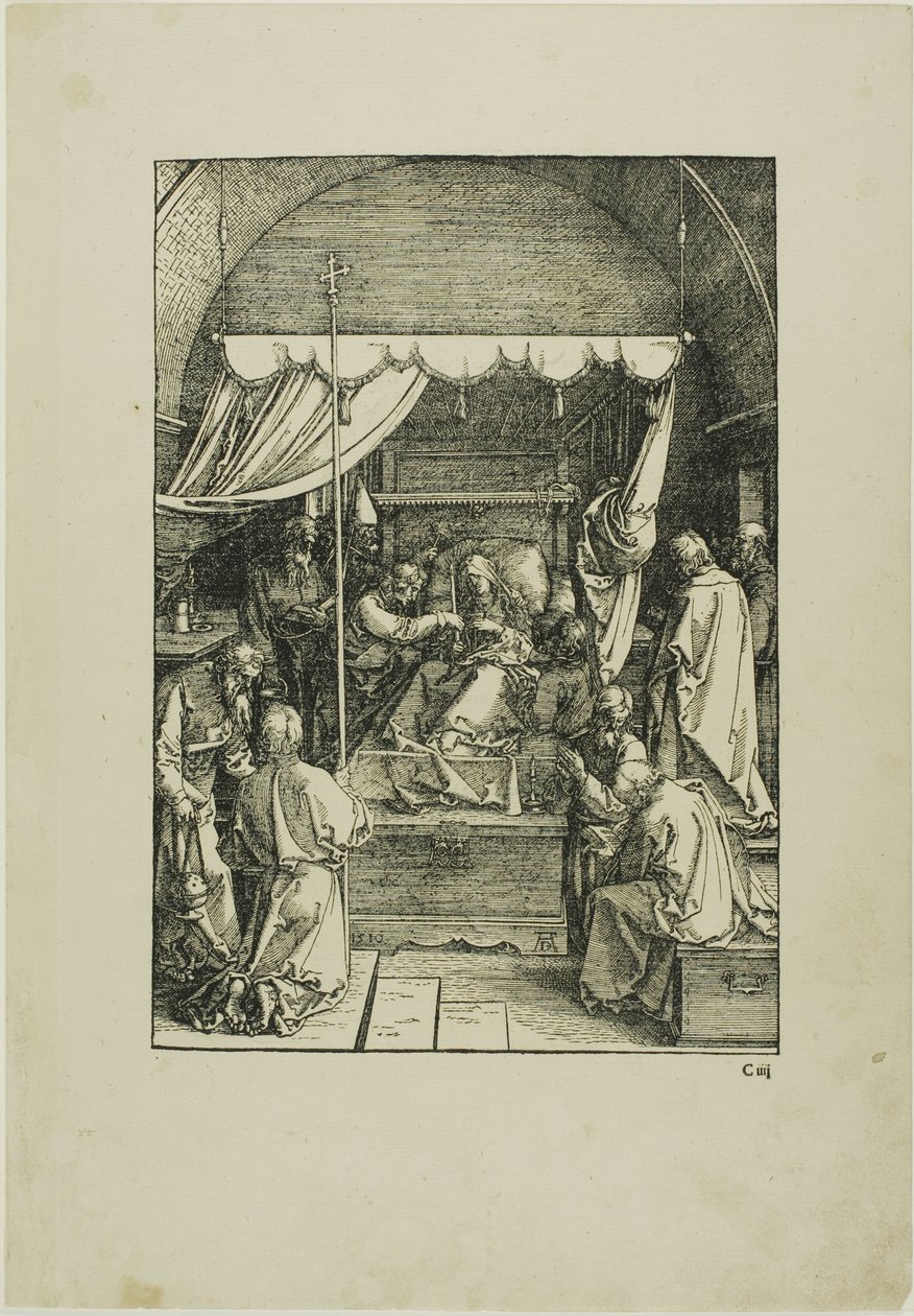 Śmierć Dziewicy, z Życia Dziewicy autorstwa Albrecht Dürer