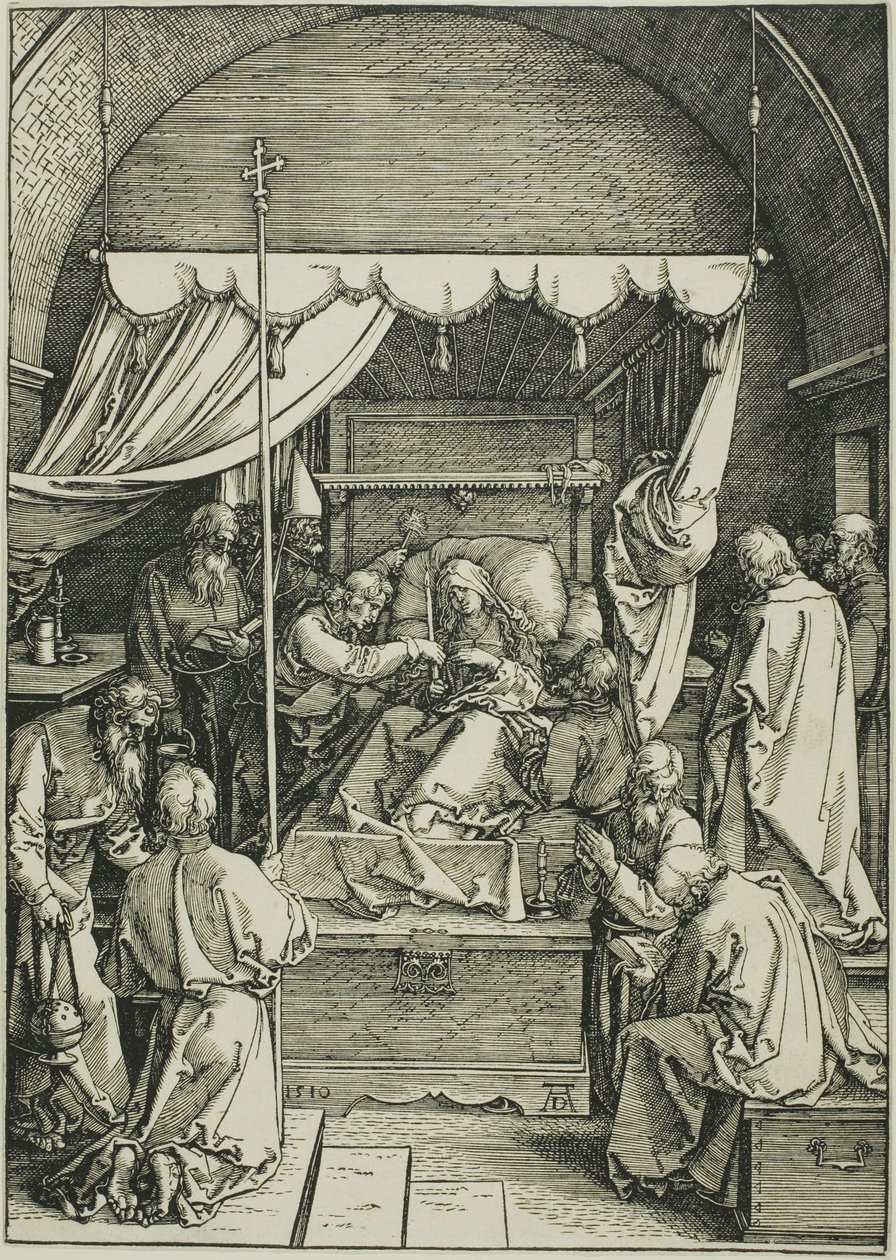 Śmierć Dziewicy, z Życia Dziewicy autorstwa Albrecht Dürer