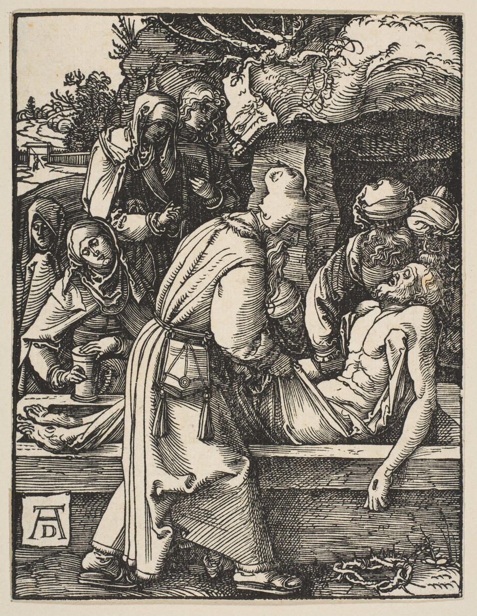 „Deposition”, z cyklu „The Small Passion” autorstwa Albrecht Dürer