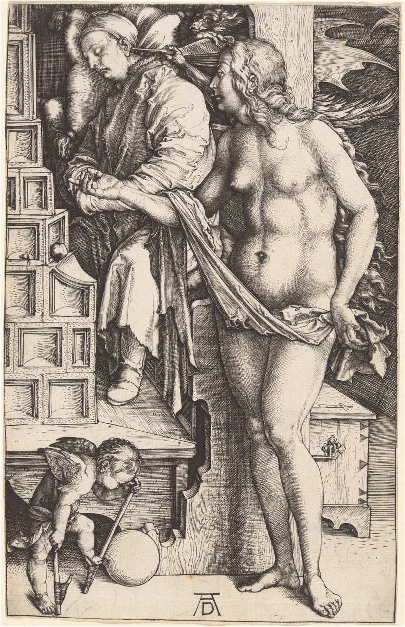 Sen Doktora (Kuszenie próżniaka) autorstwa Albrecht Dürer