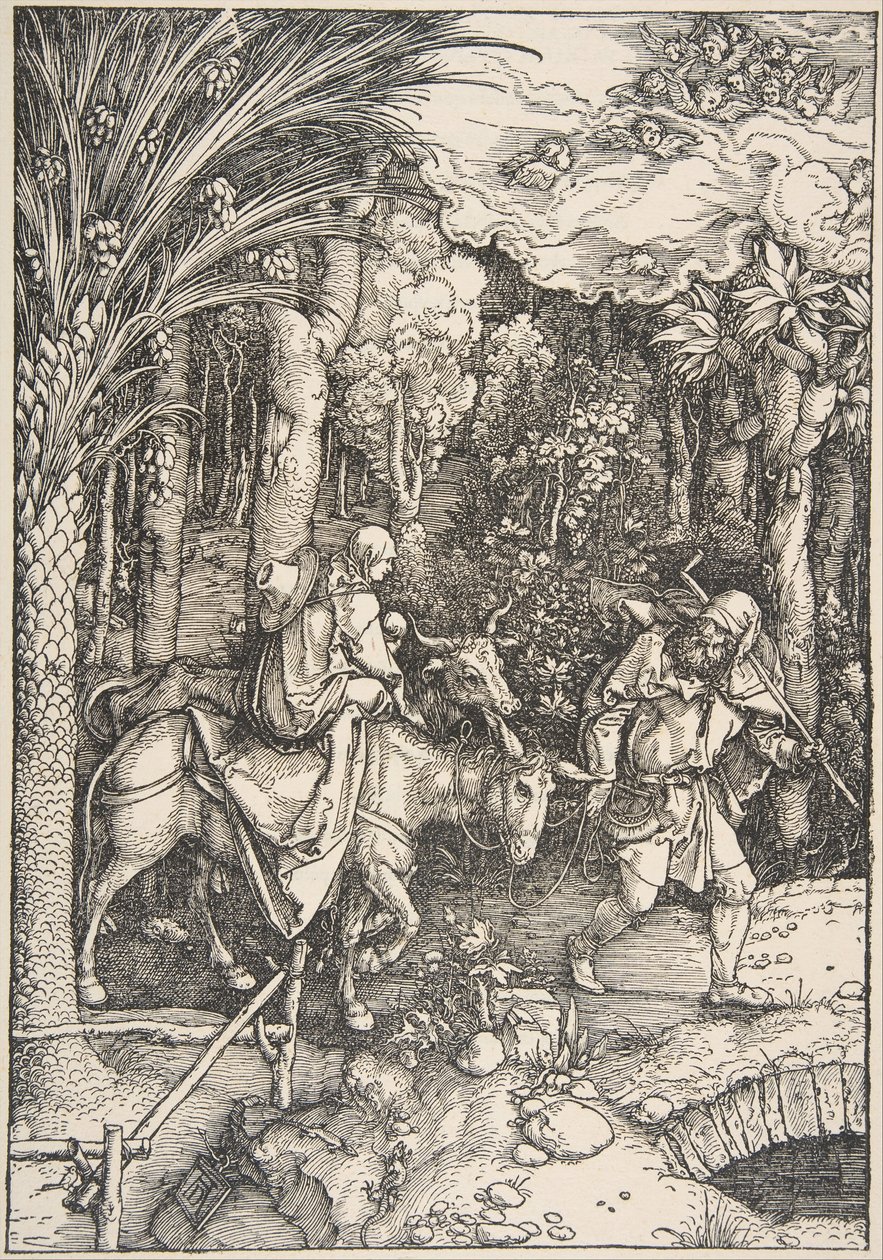 Ucieczka do Egiptu, z Żywotu Dziewicy, wydanie łacińskie, 1511, 1511. autorstwa Albrecht Dürer