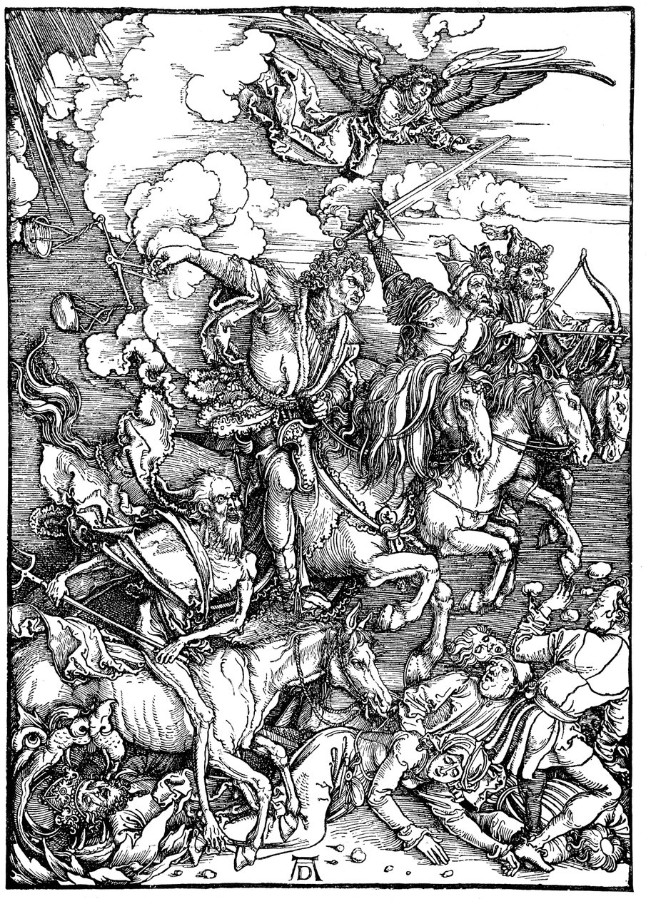 Czterej Jeźdźcy Apokalipsy, 1498 autorstwa Albrecht Dürer