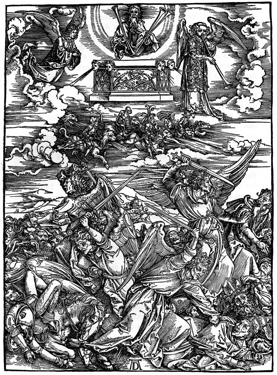 Cztery mściwe anioły, 1498, 1936 autorstwa Albrecht Dürer
