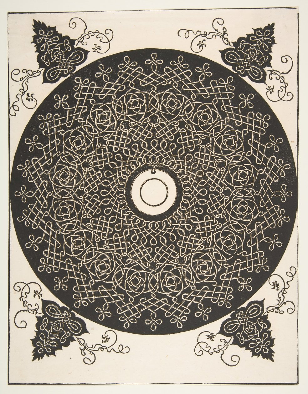 Czwarty węzeł. Przeplatany Roundel z okrągłym medalionem w środku, 1521 wcześniej. autorstwa Albrecht Dürer