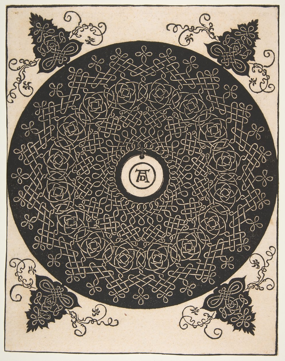 Czwarty węzeł. Okrągły z przeplotem z okrągłym medalionem w środku, po 1528 r. autorstwa Albrecht Dürer
