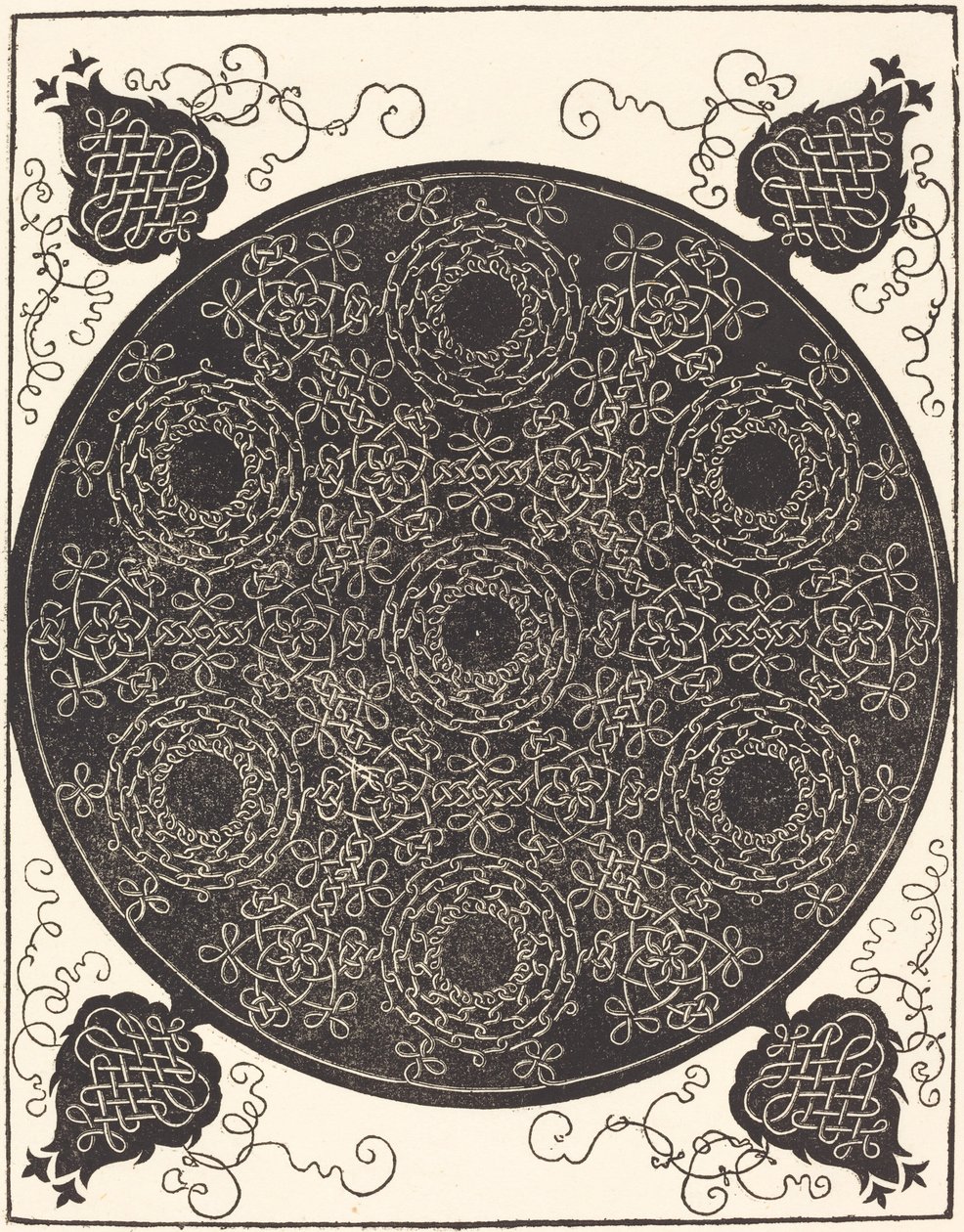 Czwarty węzeł łączący siedem okrągłych grup węzłów z czarnymi środkami, prawdopodobnie 15061507. autorstwa Albrecht Dürer
