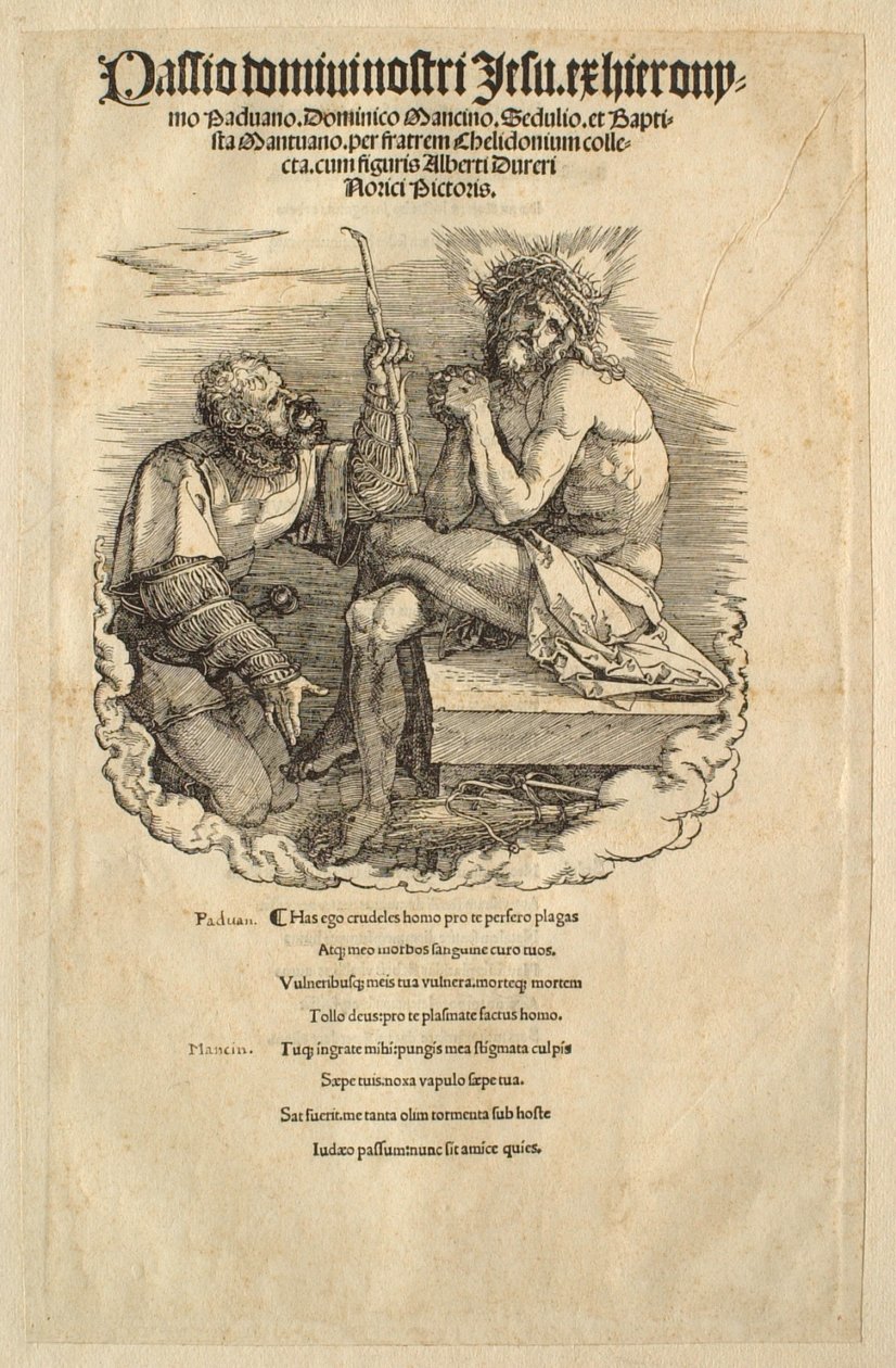 Wielka Pasja: Mąż Boleści wyszydzony przez żołnierza autorstwa Albrecht Dürer