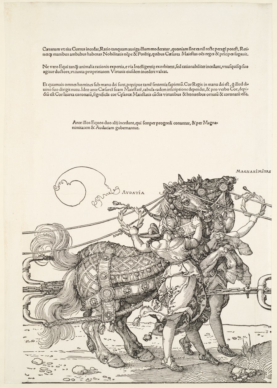 Wielki rydwan triumfalny: Audatia i Magnanimitas autorstwa Albrecht Dürer