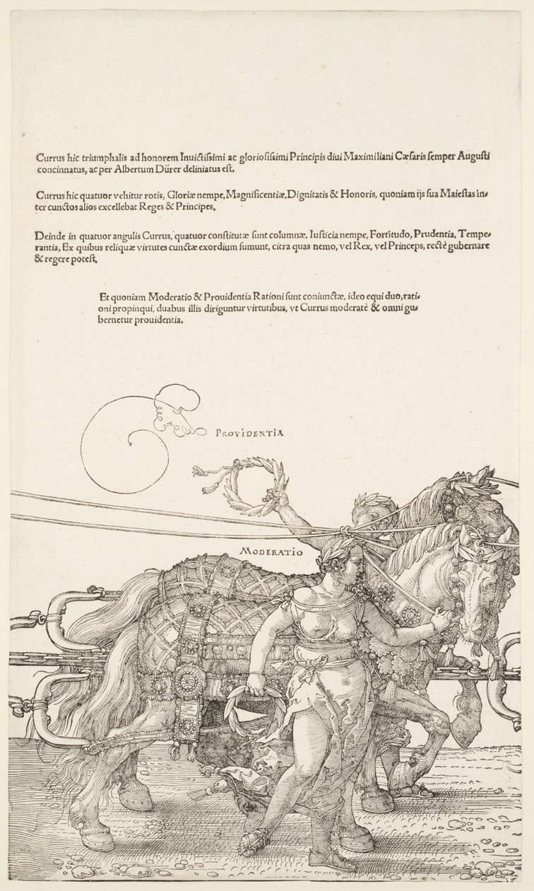 Wielki rydwan triumfalny: Providentia i Moderatio autorstwa Albrecht Dürer