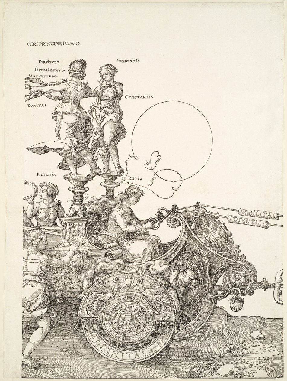 Wielki rydwan triumfalny: prawa część rydwanu z Fidentią i Ratio autorstwa Albrecht Dürer