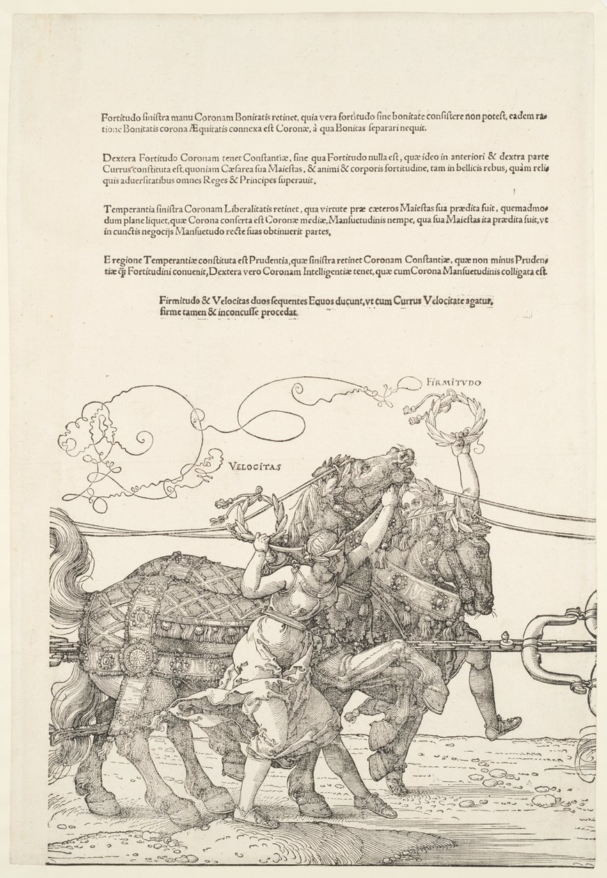 Wielki rydwan triumfalny: Velocitas i Firmitudo autorstwa Albrecht Dürer