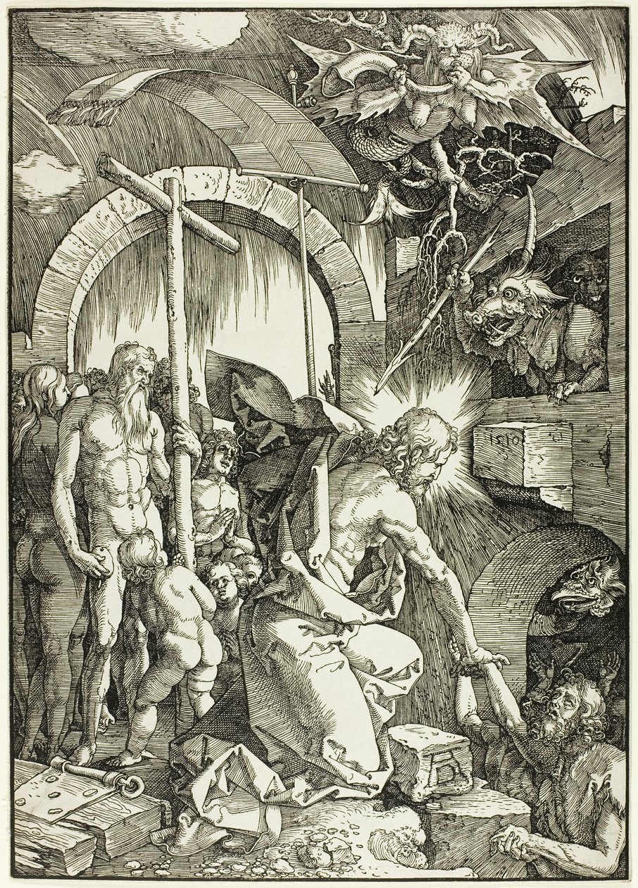 Harrowing of Hell - Chrystus w otchłani, płyta dziewiąta z Wielkiej Męki autorstwa Albrecht Dürer