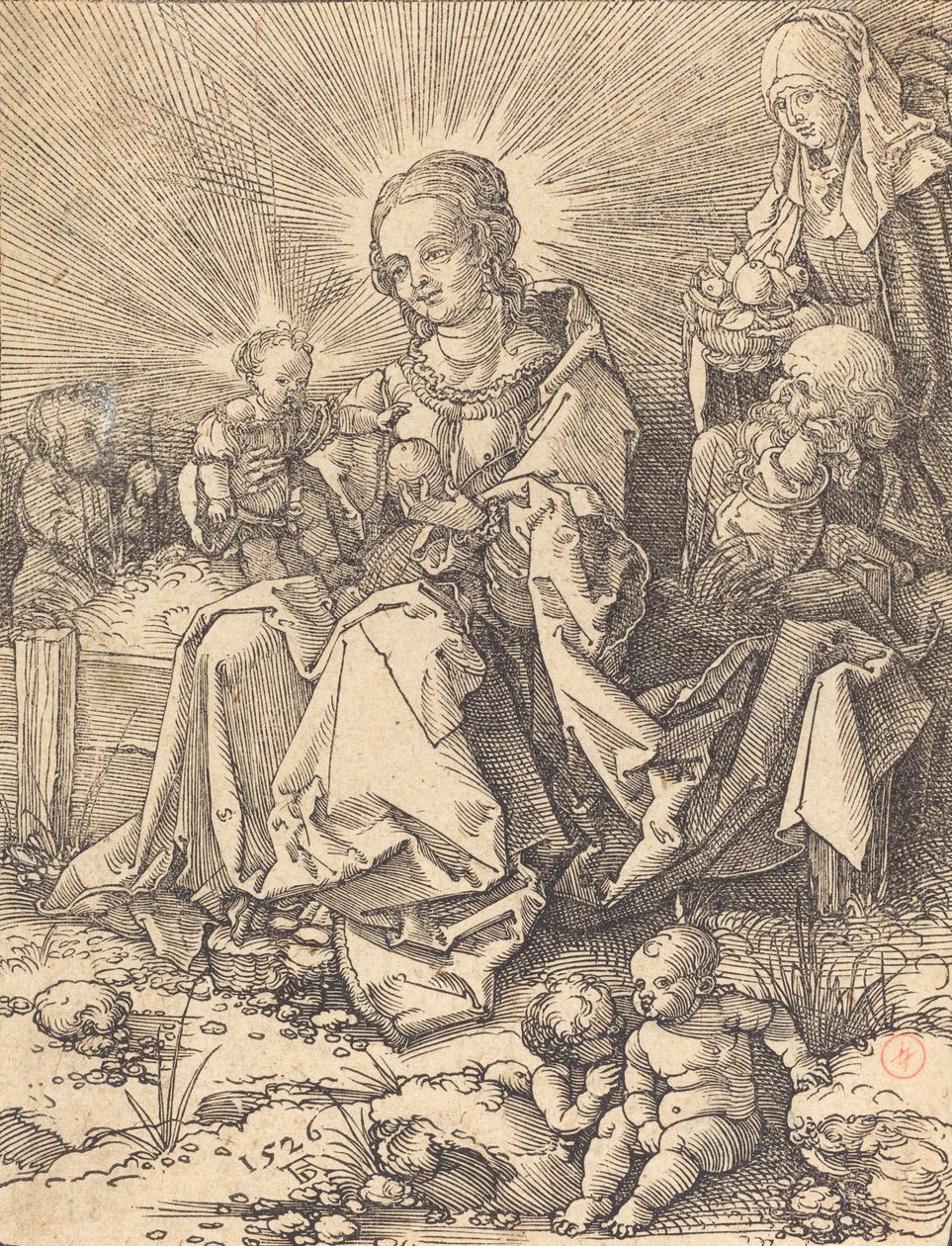 Święta Rodzina na ławce trawiastej, 1526. autorstwa Albrecht Dürer