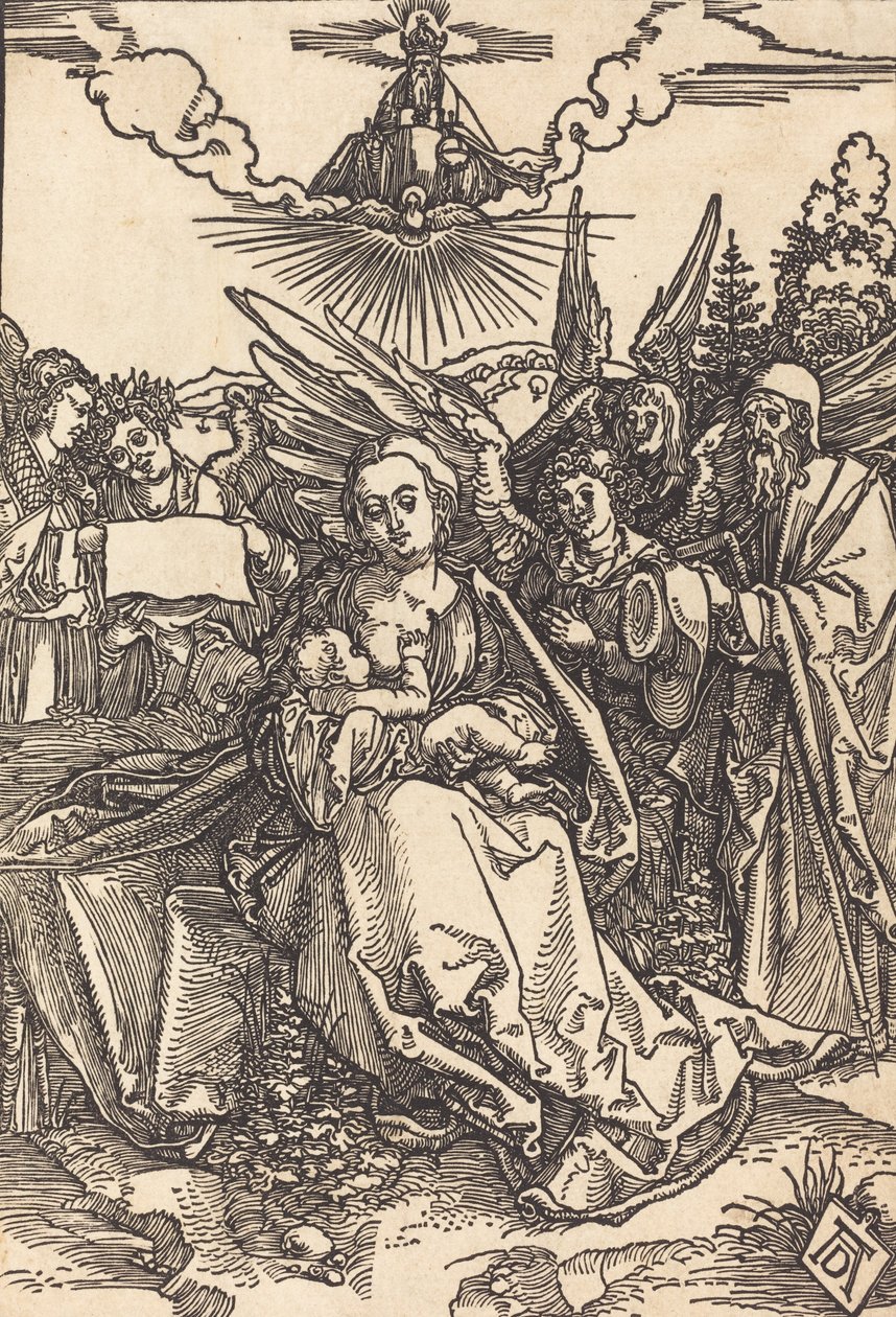 Święta Rodzina z Pięciu Aniołami w roku 1505 lub wcześniej. autorstwa Albrecht Dürer