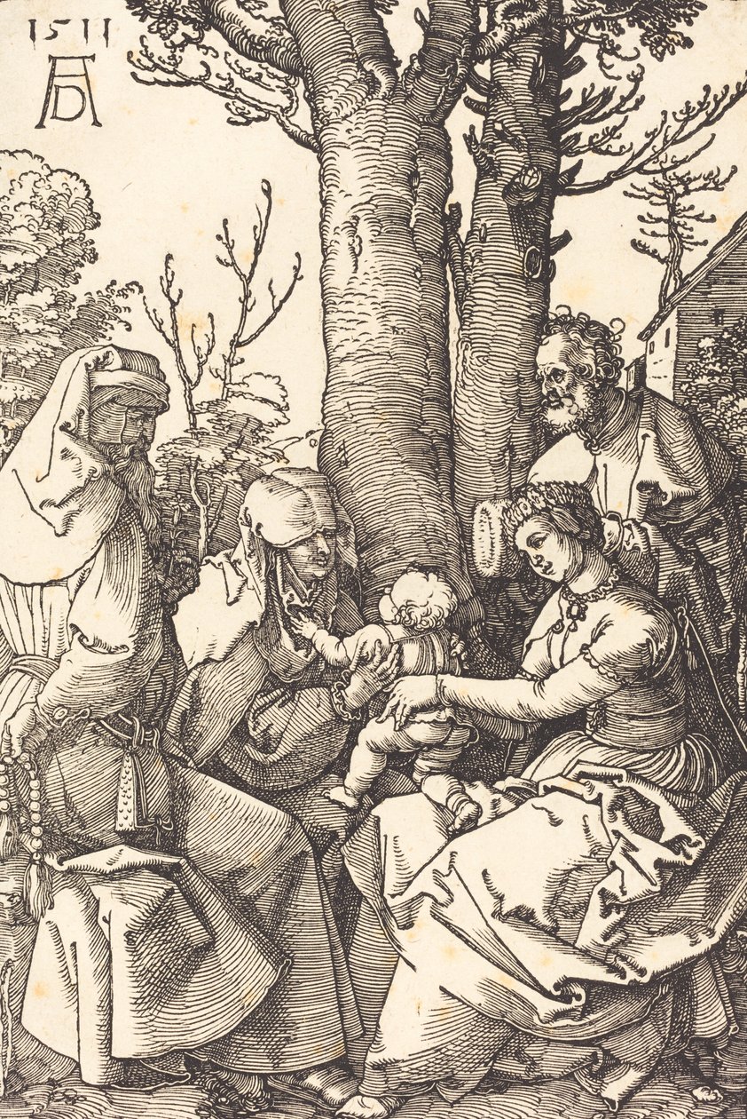 Święta Rodzina z Joachimem i Anną pod drzewem, 1511. autorstwa Albrecht Dürer