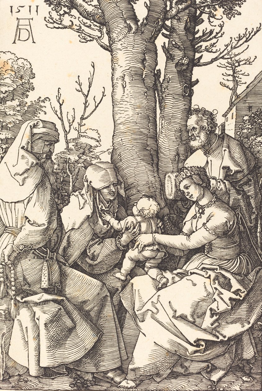 Święta Rodzina z Joachimem i Anną pod drzewem, 1511. autorstwa Albrecht Dürer